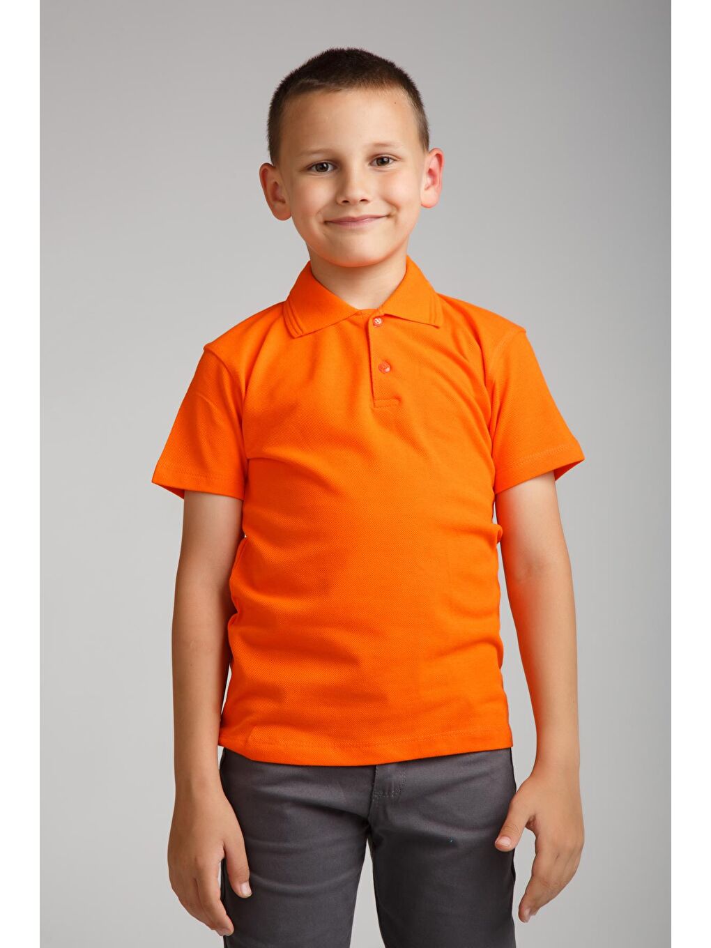 ajn Turuncu Kids Polo Yaka Basic Kısa Kollu Erkek Çocuk Tişört - 1