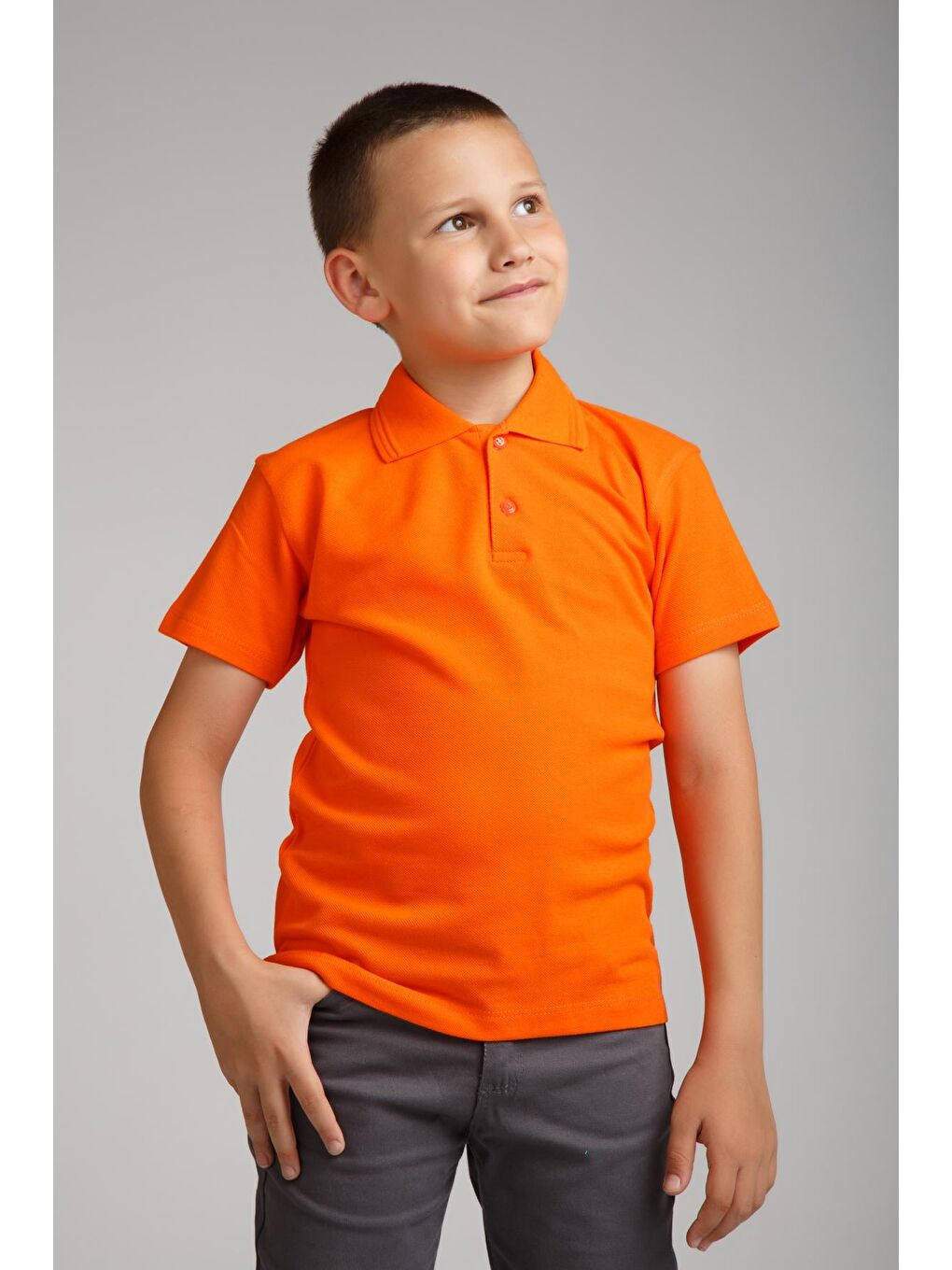 ajn Turuncu Kids Polo Yaka Basic Kısa Kollu Erkek Çocuk Tişört - 2