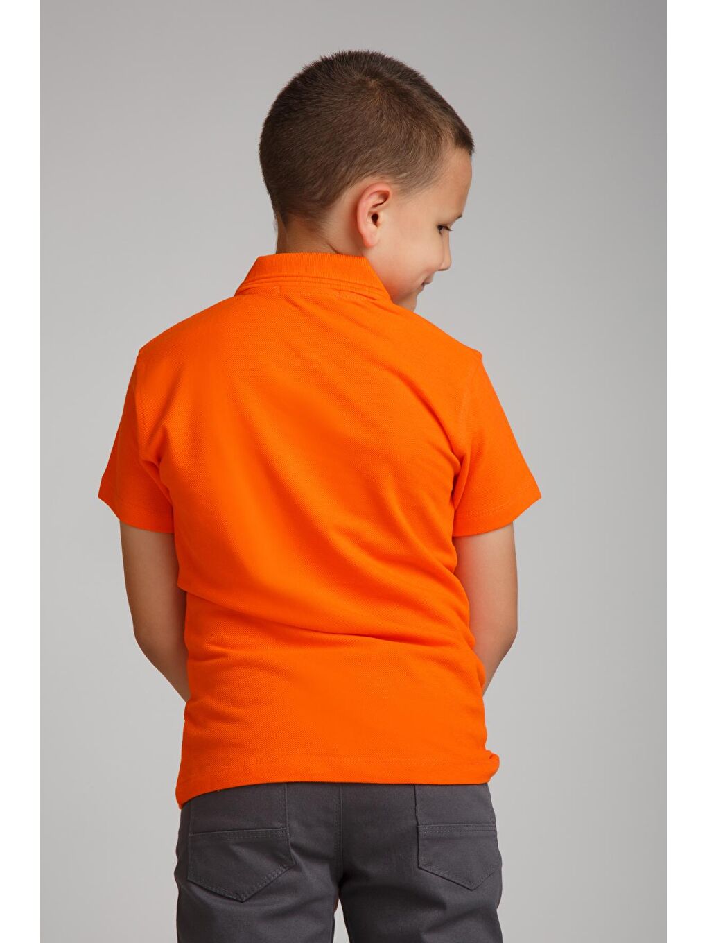 ajn Turuncu Kids Polo Yaka Basic Kısa Kollu Erkek Çocuk Tişört - 3