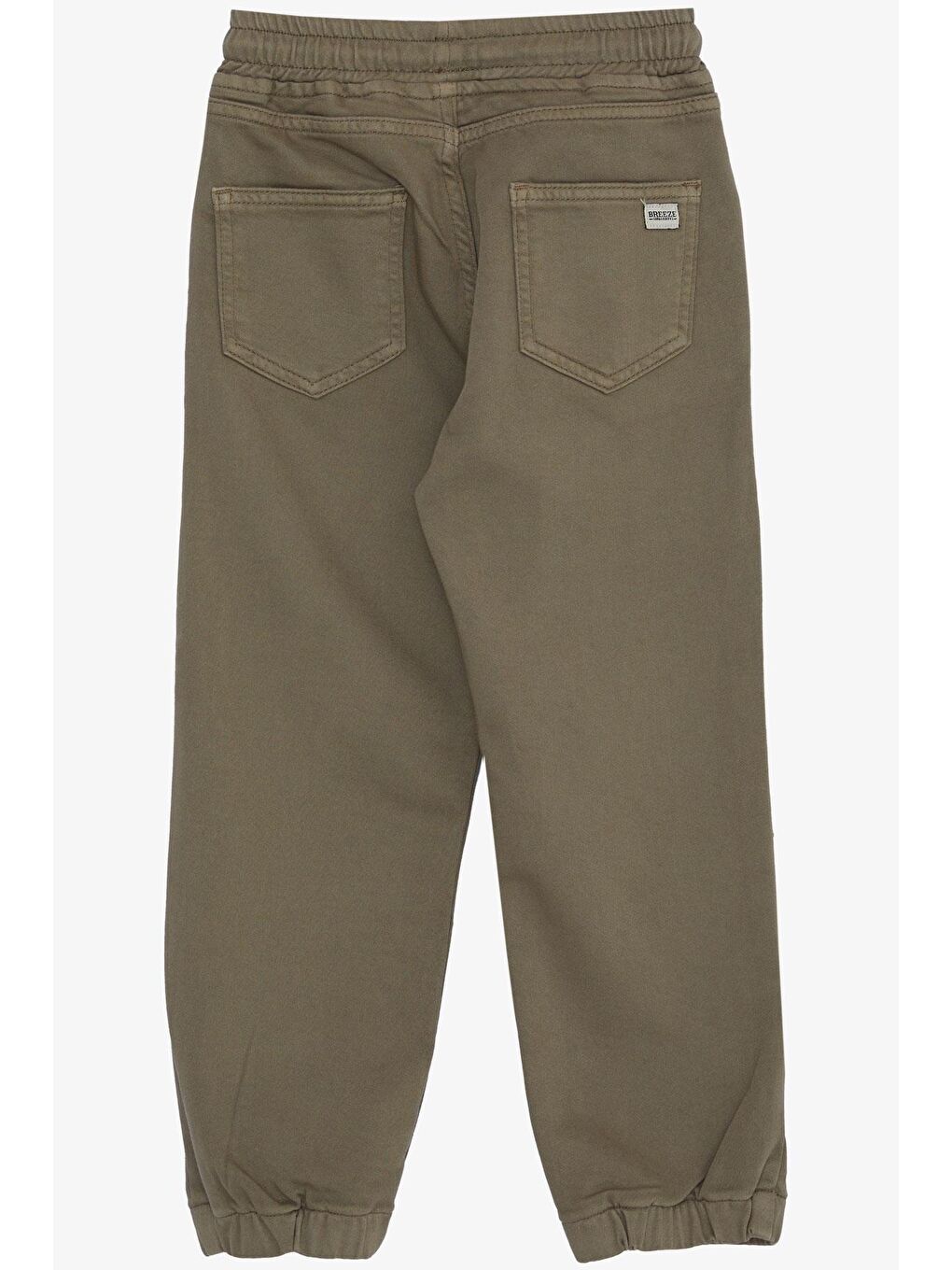 Erkek Çocuk Pantolon Bağcıklı Beli Paçası Lastikli Koyu Haki Yeşil (6-10 Yaş)-1