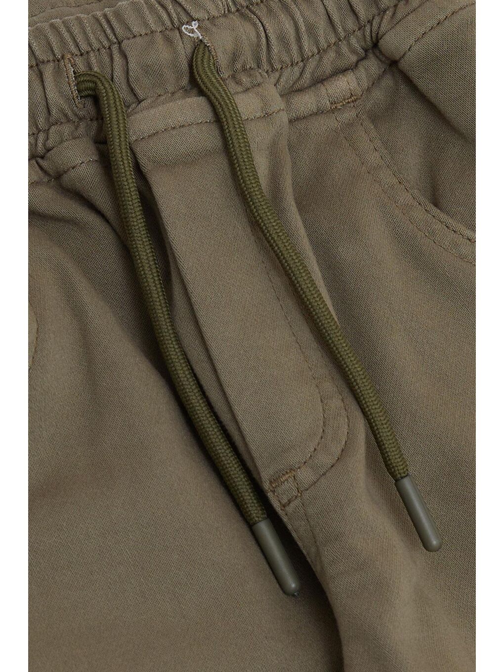 Erkek Çocuk Pantolon Bağcıklı Beli Paçası Lastikli Koyu Haki Yeşil (6-10 Yaş)-2