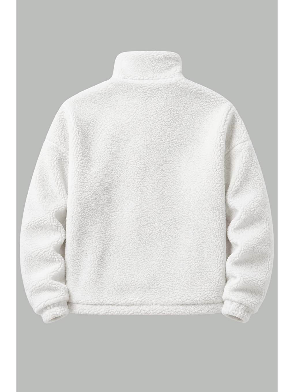 Ekru Oversize Pelüş Erkek İçi Polarlı Tam Fermuarlı Sherpa Sonbahar Kış Kadın Polar Sweatshirt Oversıze-p-1