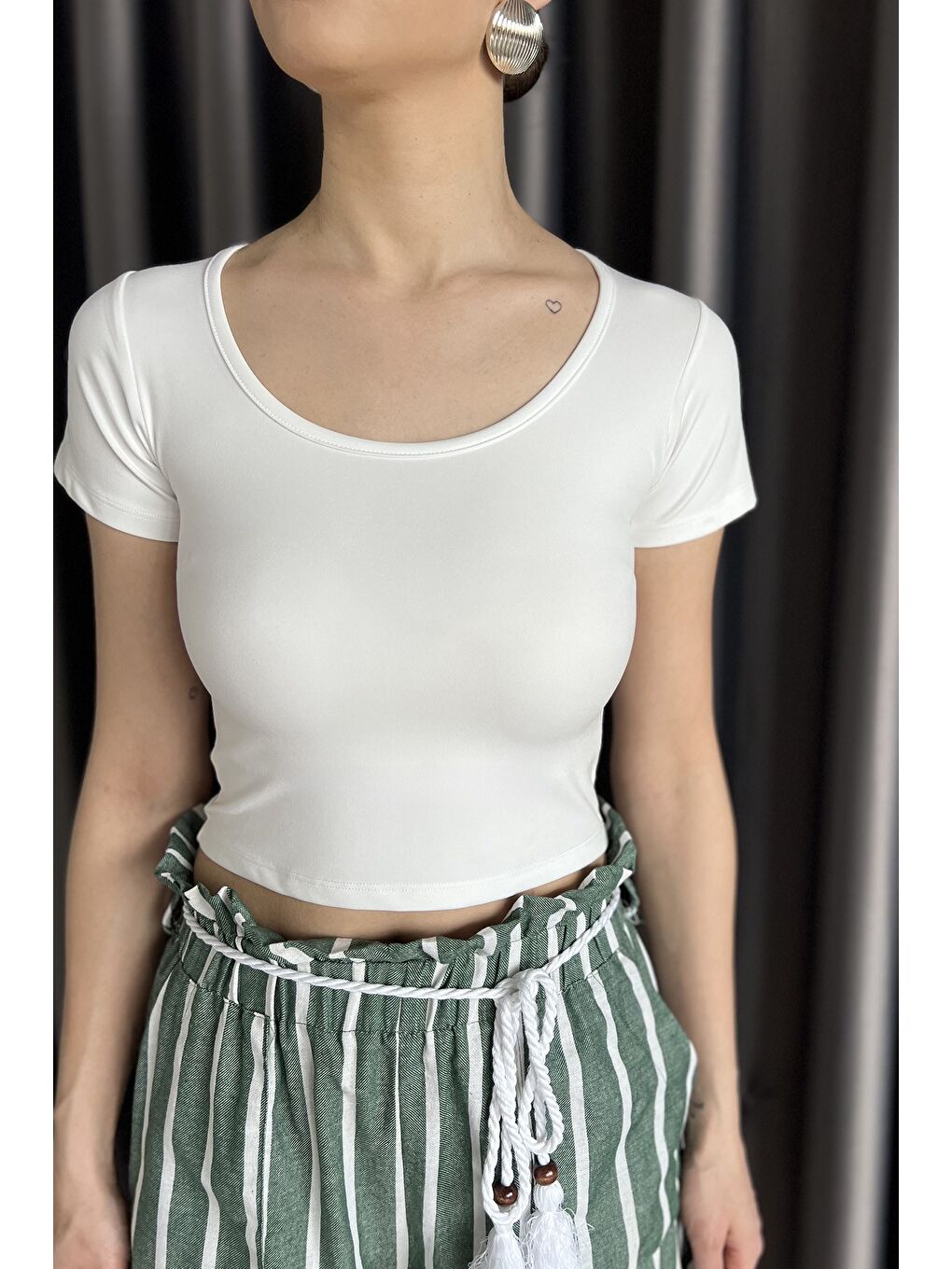 Beyaz Kadın Modal Kumaş Elastanlı Bluz-3