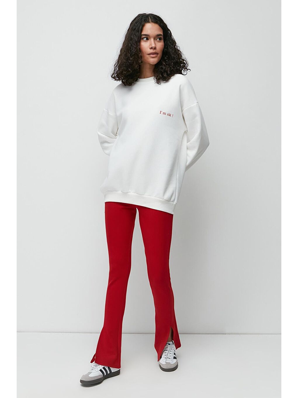 C&City Ekru Baskılı Oversize Uzun Kol Kalın Sweatshirt 950 Ekru - 3