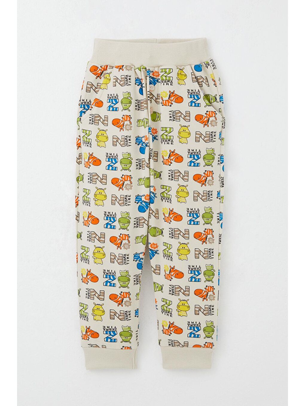 Ekru Erkek Bebek Eşofman Takım Zebra Macerası Krem (9 Ay-3 Yaş)-2