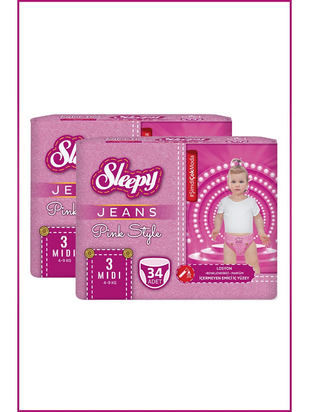 Pink Jeans Külot Bez 3 Numara Midi 2'li Jumbo 68 Adet-2