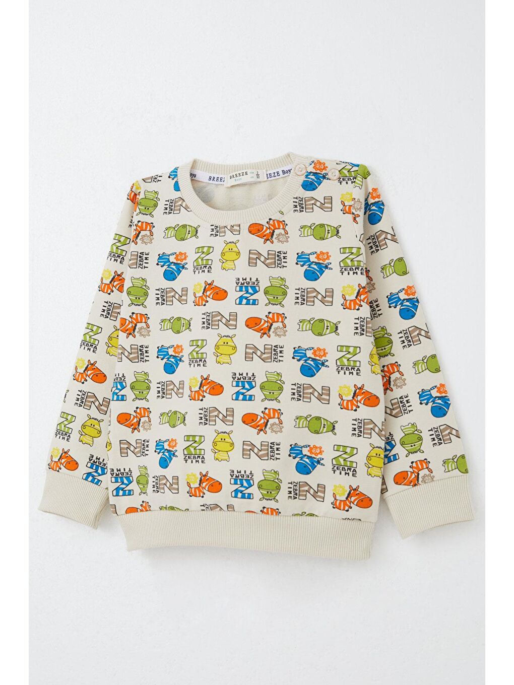 Ekru Erkek Bebek Eşofman Takım Zebra Macerası Krem (9 Ay-3 Yaş)-5