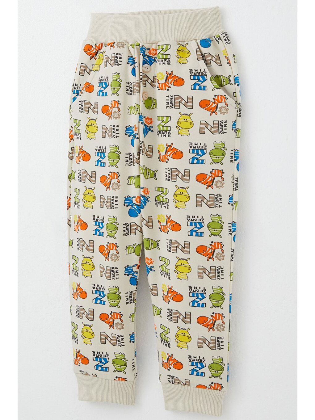 Ekru Erkek Bebek Eşofman Takım Zebra Macerası Krem (9 Ay-3 Yaş)-6