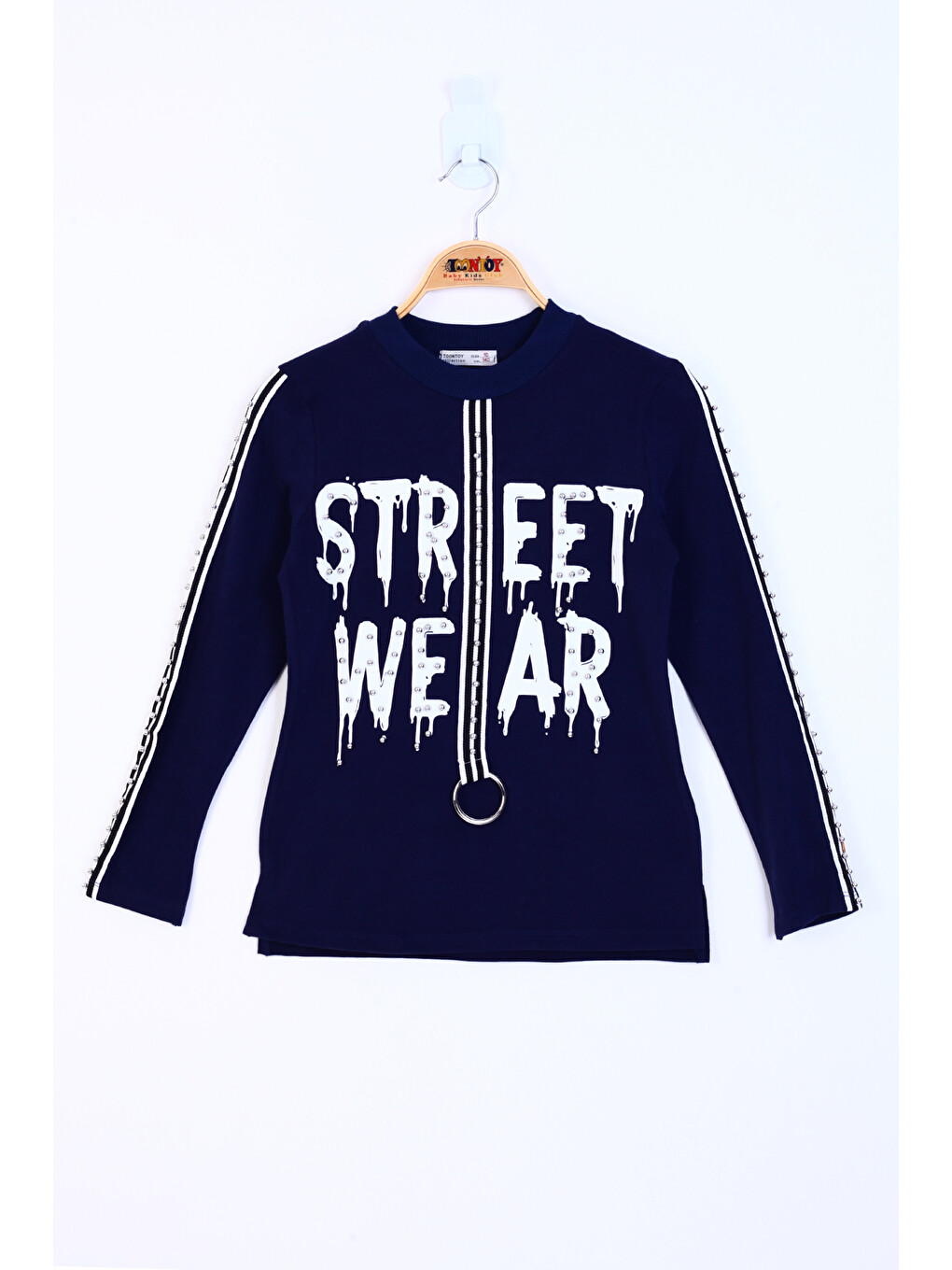 Lacivert Kız Çocuk Sweatshirt Street Wear Baskılı