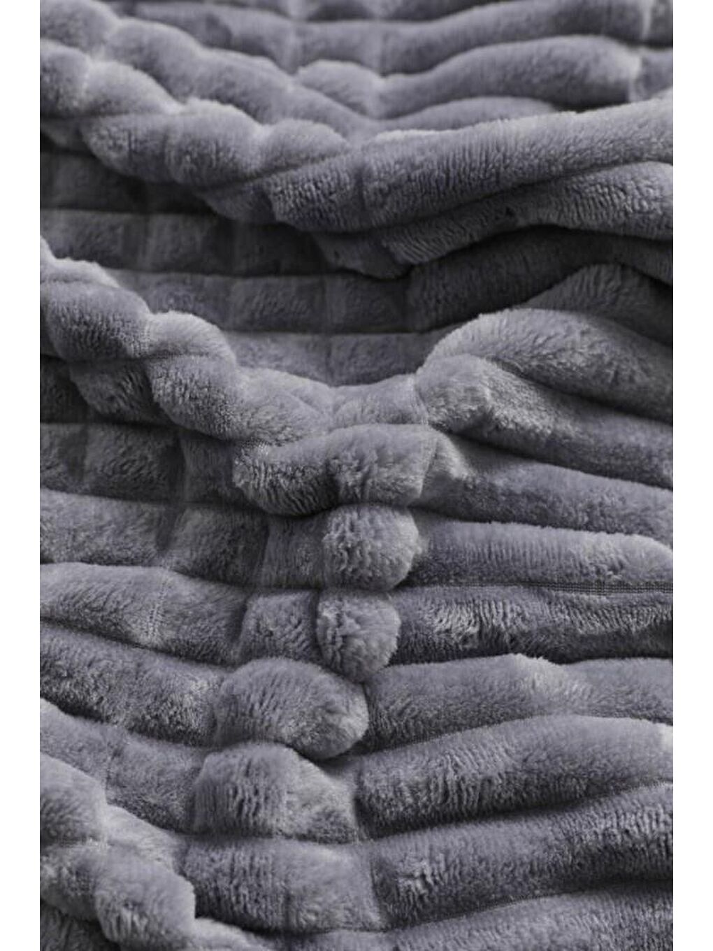 Modern Line 3 Parça Çift Kişilik Battaniye Seti Koyu Gri-2