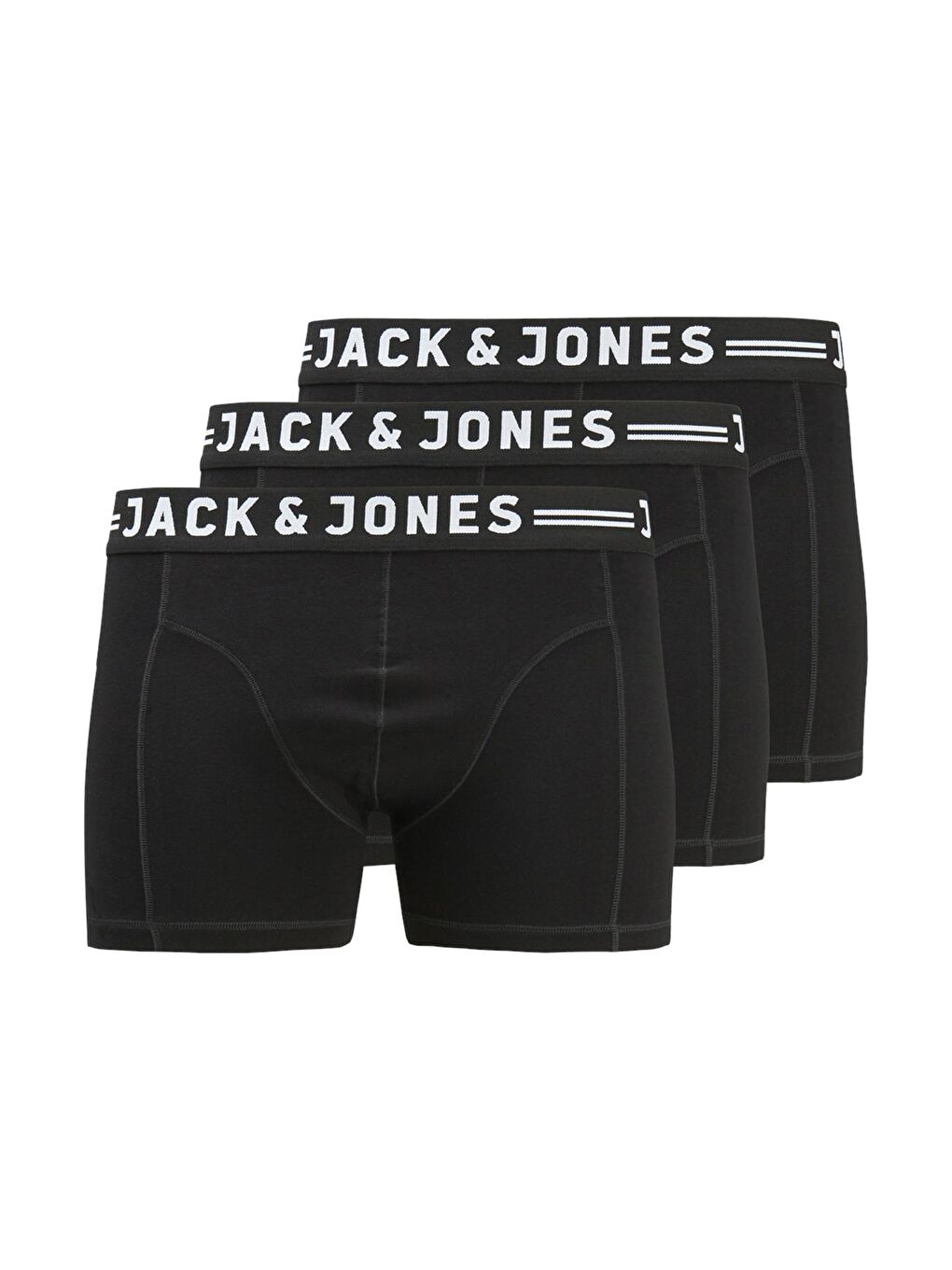 Jack & Jones Siyah Jacsense Streç Pamuklu Büyük Beden 3 Pack Erkek Boxer 12147591