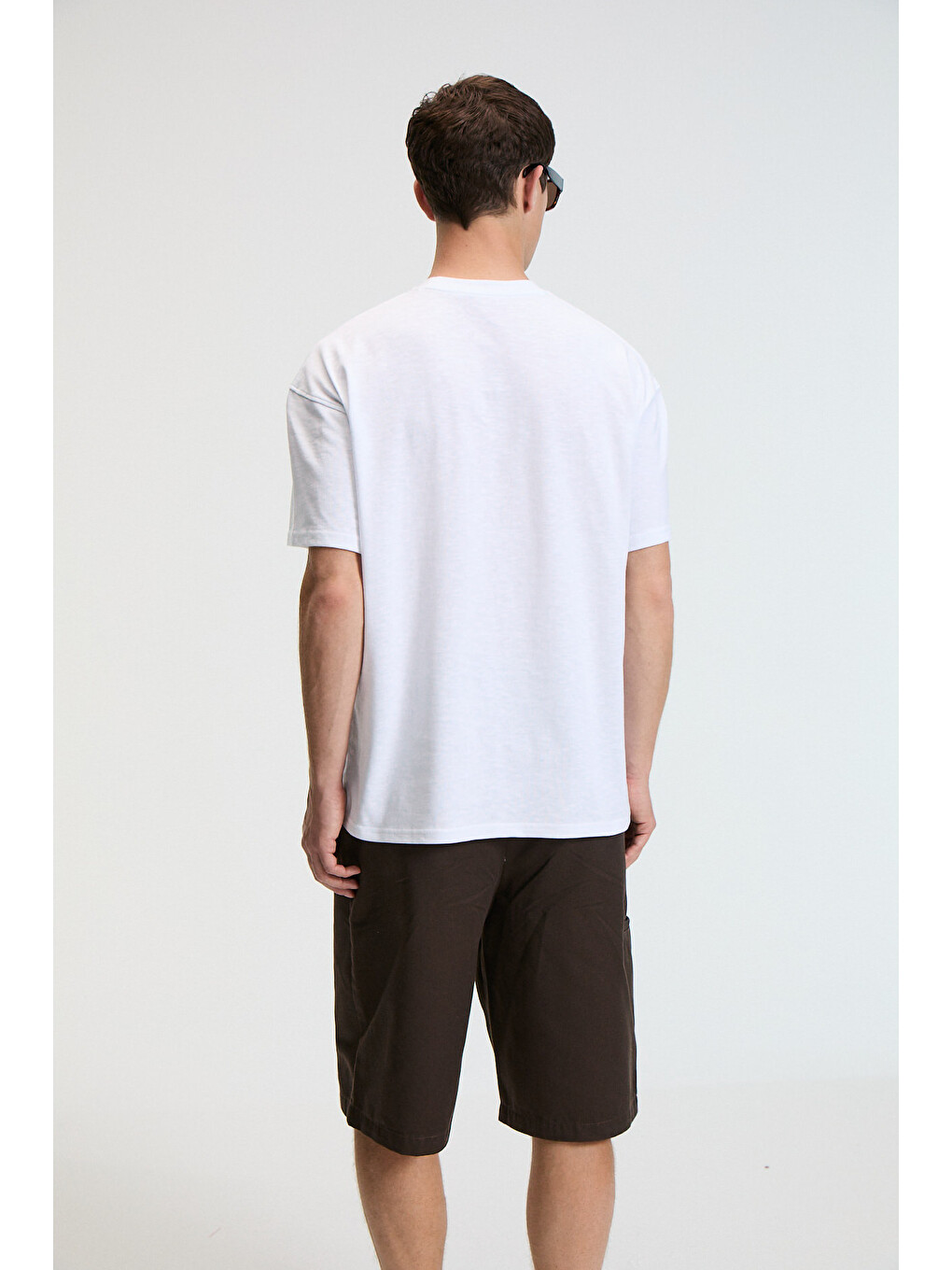 Vıbe Erkek %100 Pamuk Oversıze Fit Baskılı Kısa Kollu Yuvarlak Yakalı Beyaz T-shirt-4