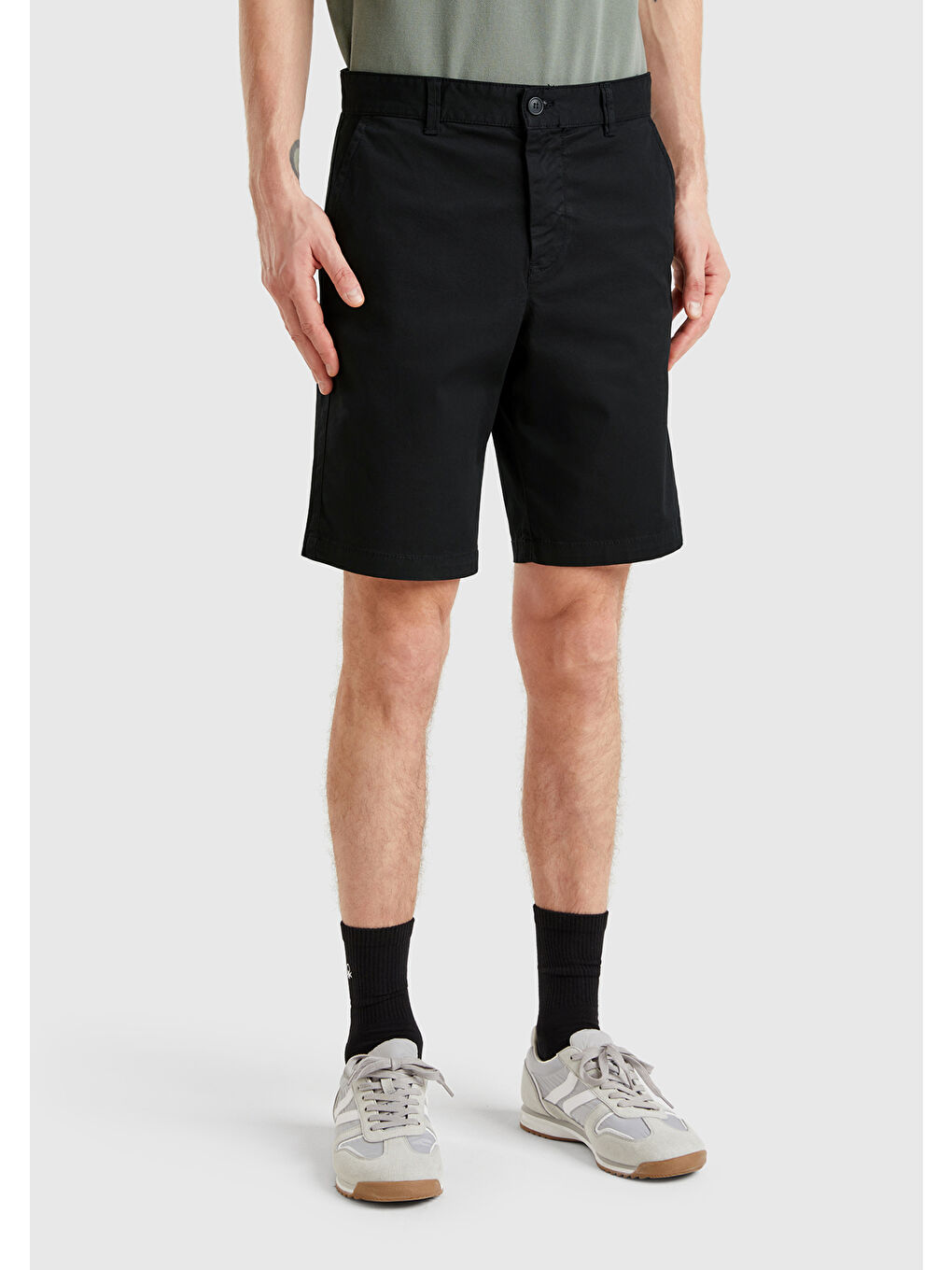 Erkek Siyah Chino Bermuda