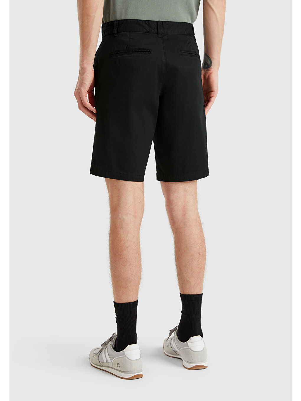 Erkek Siyah Chino Bermuda-2