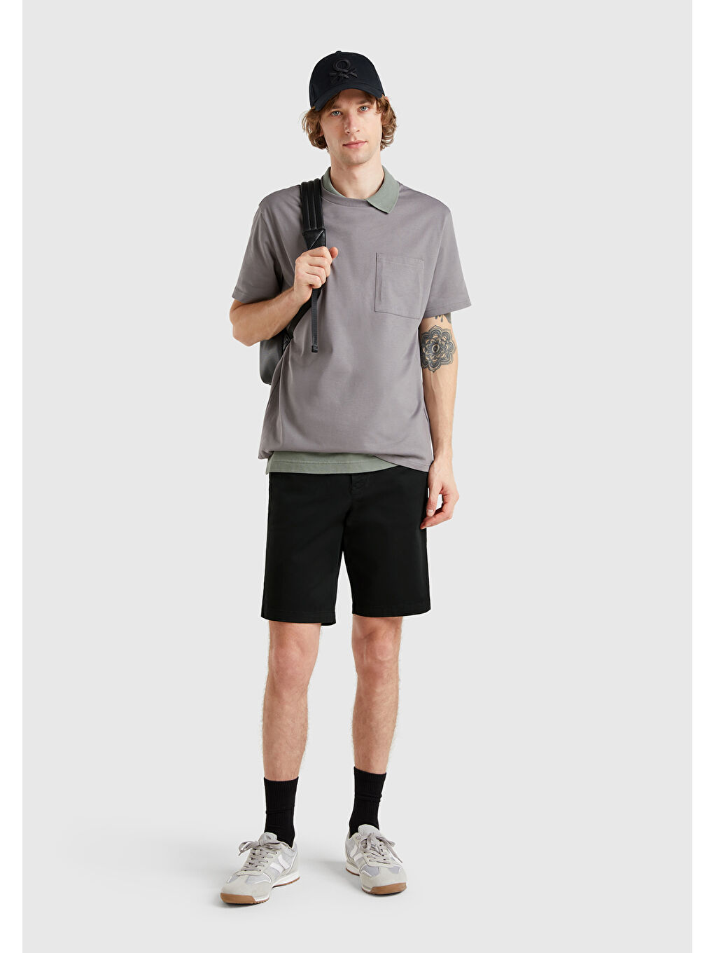 Erkek Siyah Chino Bermuda-4