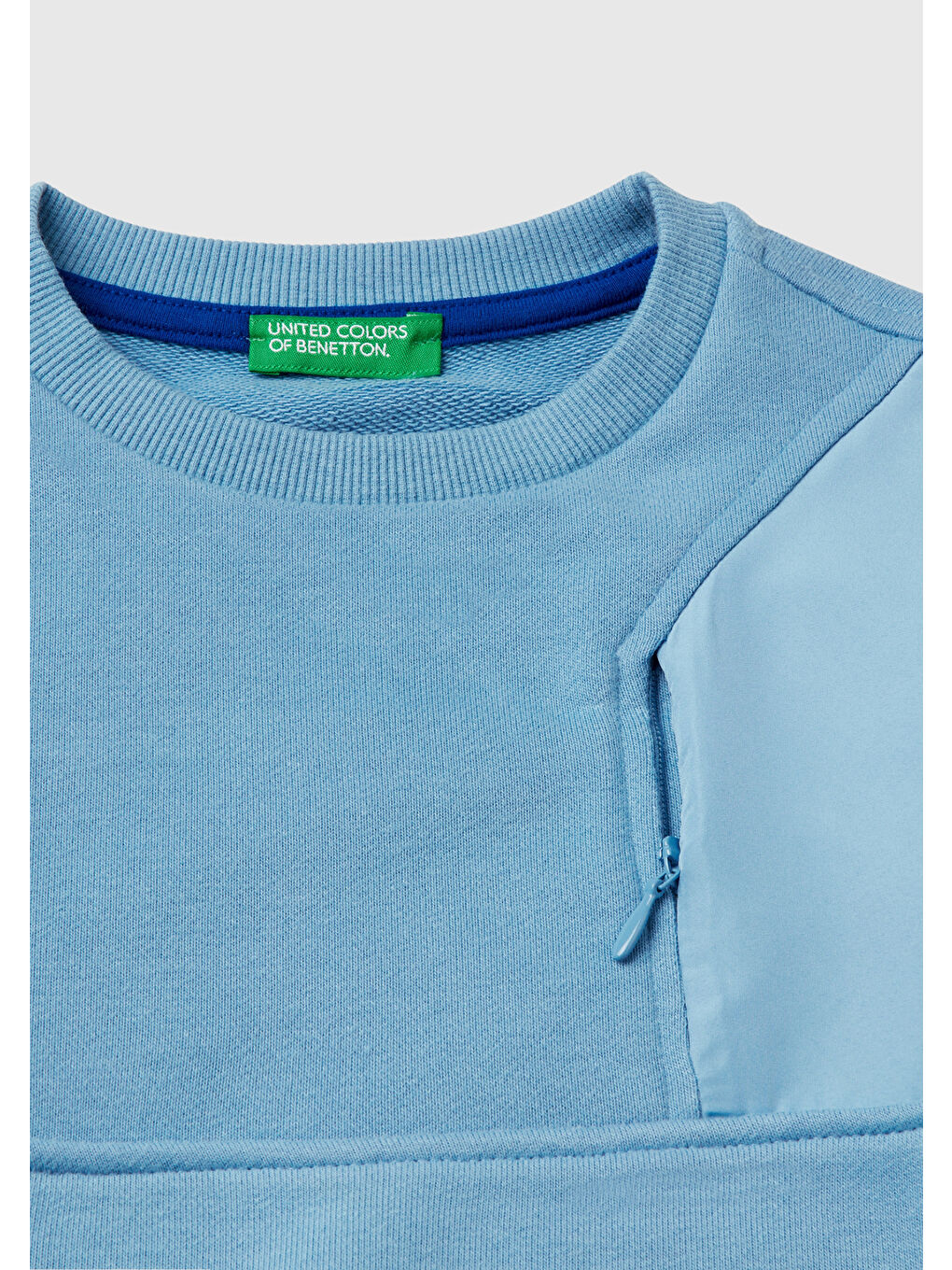 Erkek Çocuk Havacı Mavi Sol Omzu Parlak Detaylı Baskılı Bisiklet Yaka Sweatshirt-3