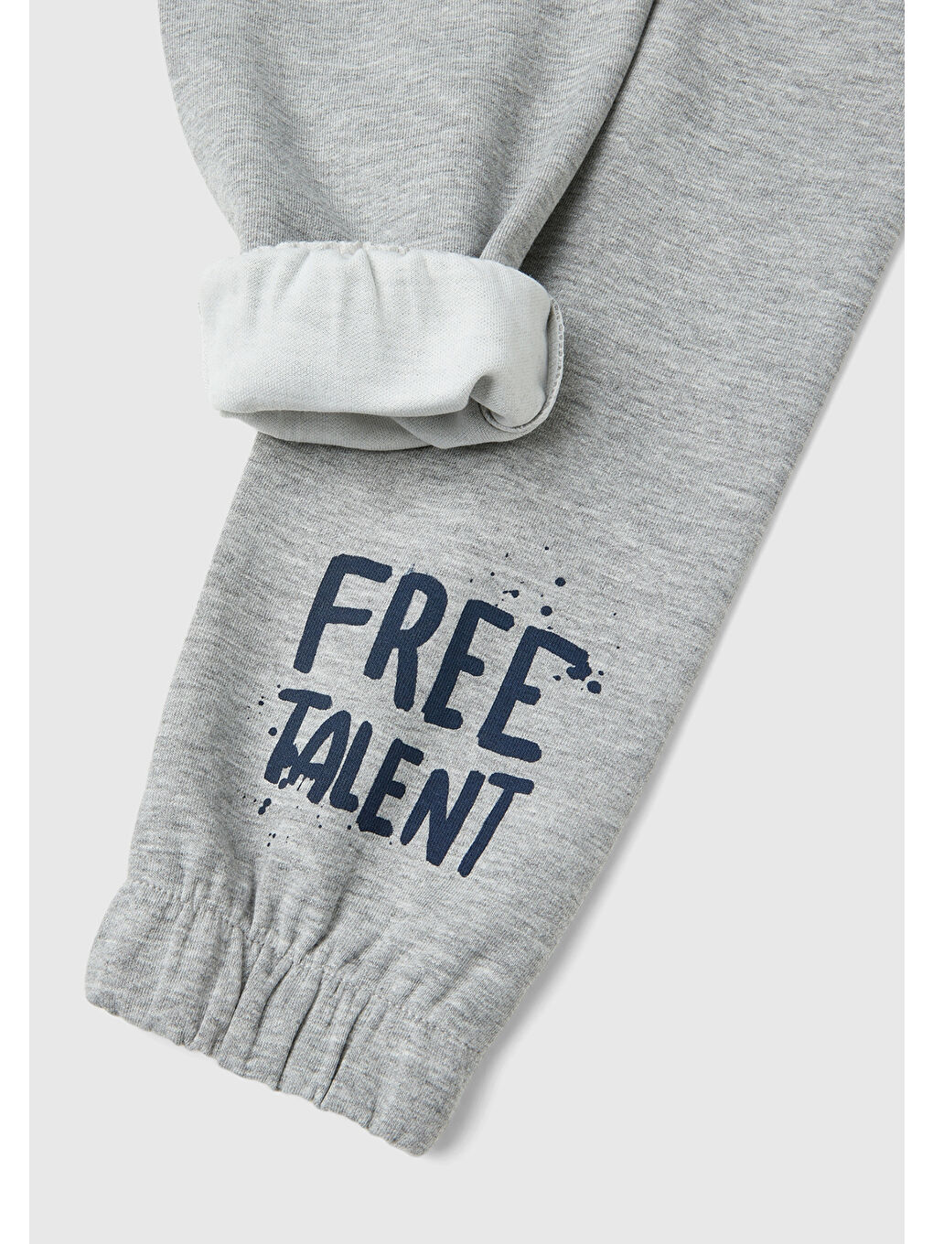 Erkek Çocuk Gri Melanj Beli Lastikli Büzgü İpli Cebi Fermuarlı Eşofman Altı-2