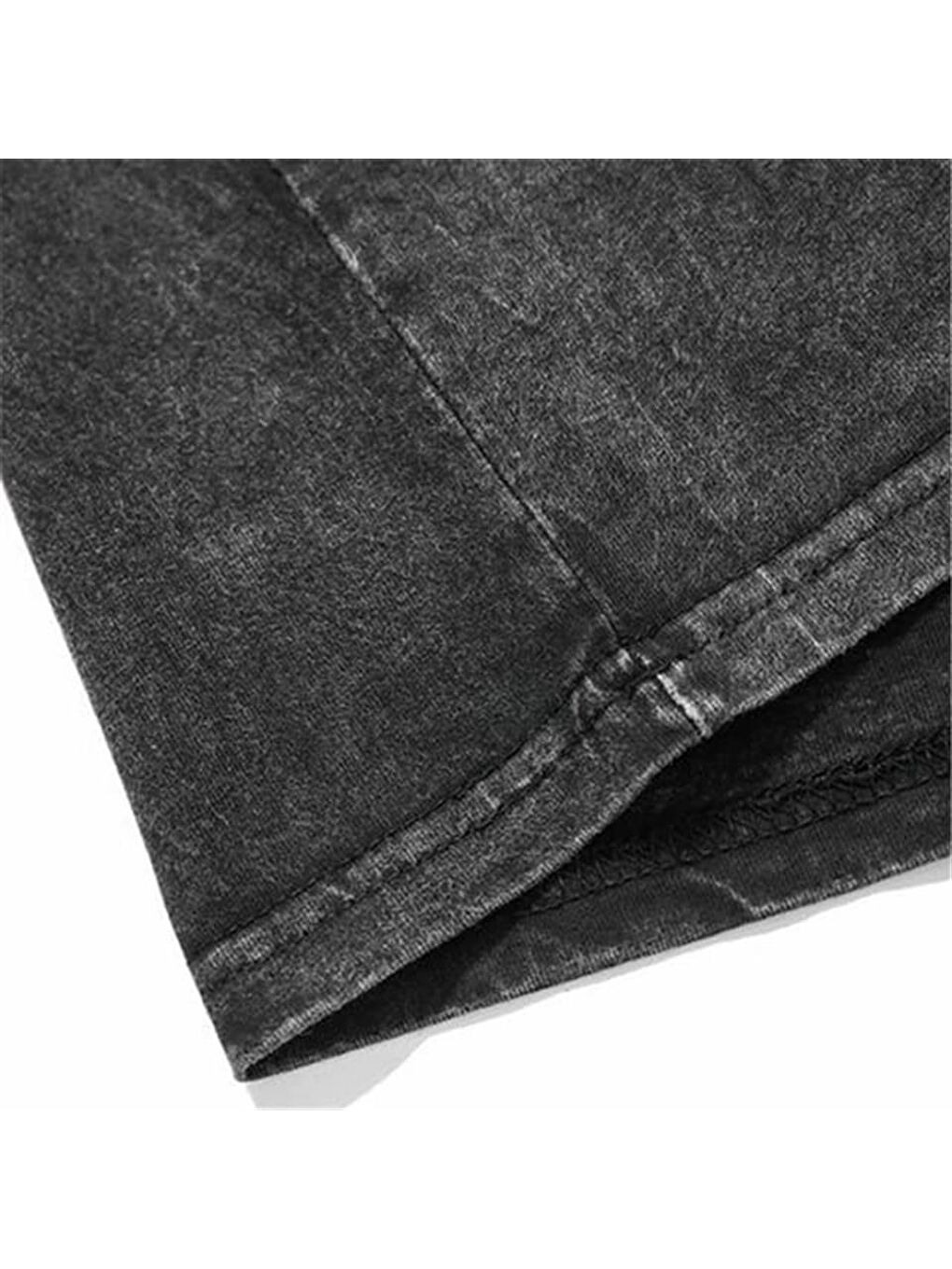 Antrasit Partie Monster Baskılı Vintage Yıkamalı Oversize Crop-2