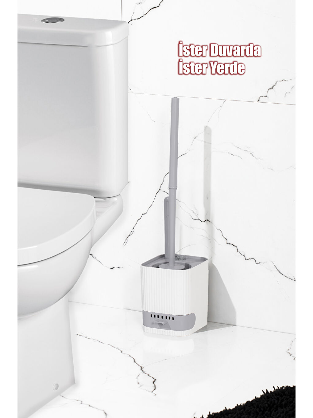 Beyaz 2026 Su Akıtmayan Yapışkanlı Banyo Lavabo Wc Temizleme Fırçası- 2li Tuvalet Fırçası-4