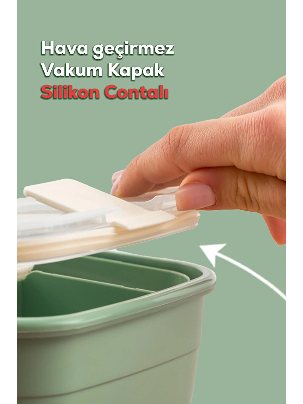 Yeşil 3191 Vakumlu Kendinden Kaşık Çatallı Sosluklu Bölmeli Beslenme Çantası- 2 Katlı Lunch Box-Sefer Tası-5