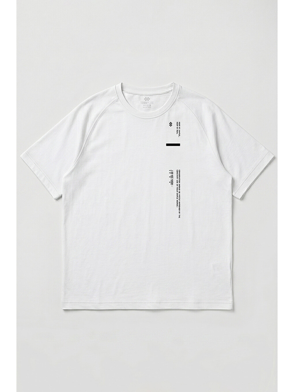 Beyaz Baskılı Battal Büyük Beden Kısa Kollu Erkek T-shirt - 88465