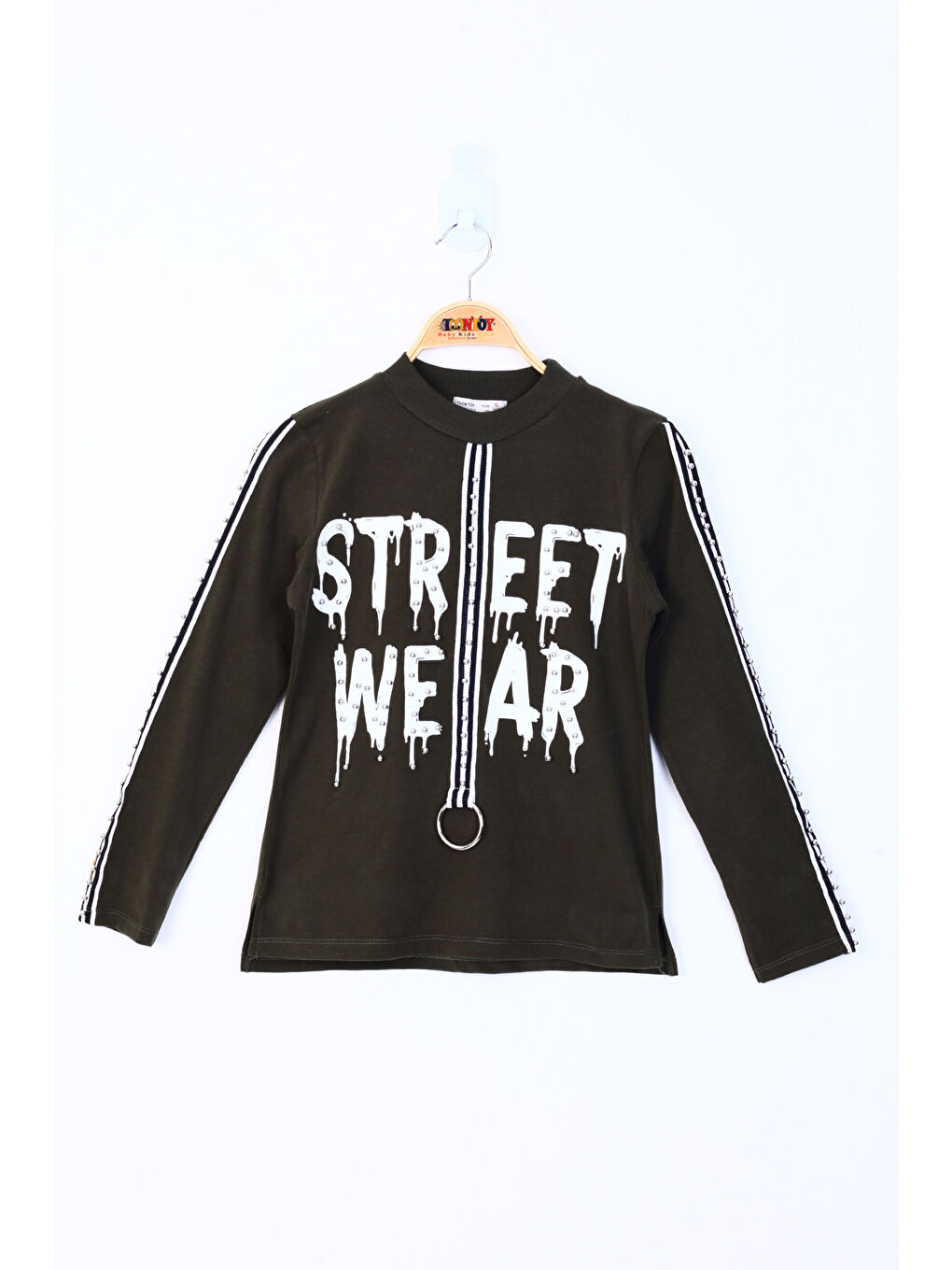 Toontoykids Haki Kız Çocuk Sweatshirt Street Wear Baskılı