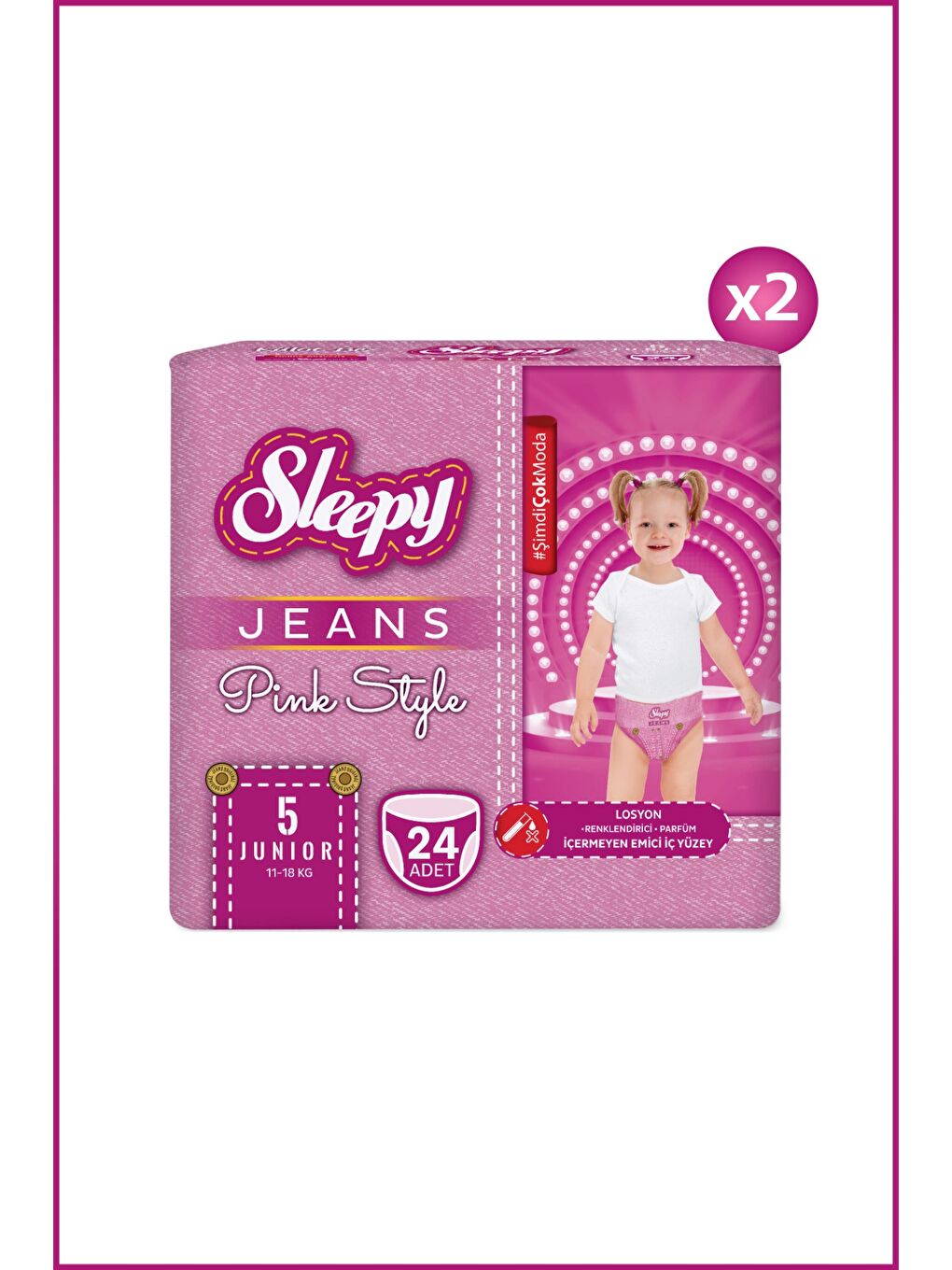 Pink Jeans Külot Bez 5 Numara Junior 2'li Jumbo 48 Adet-1