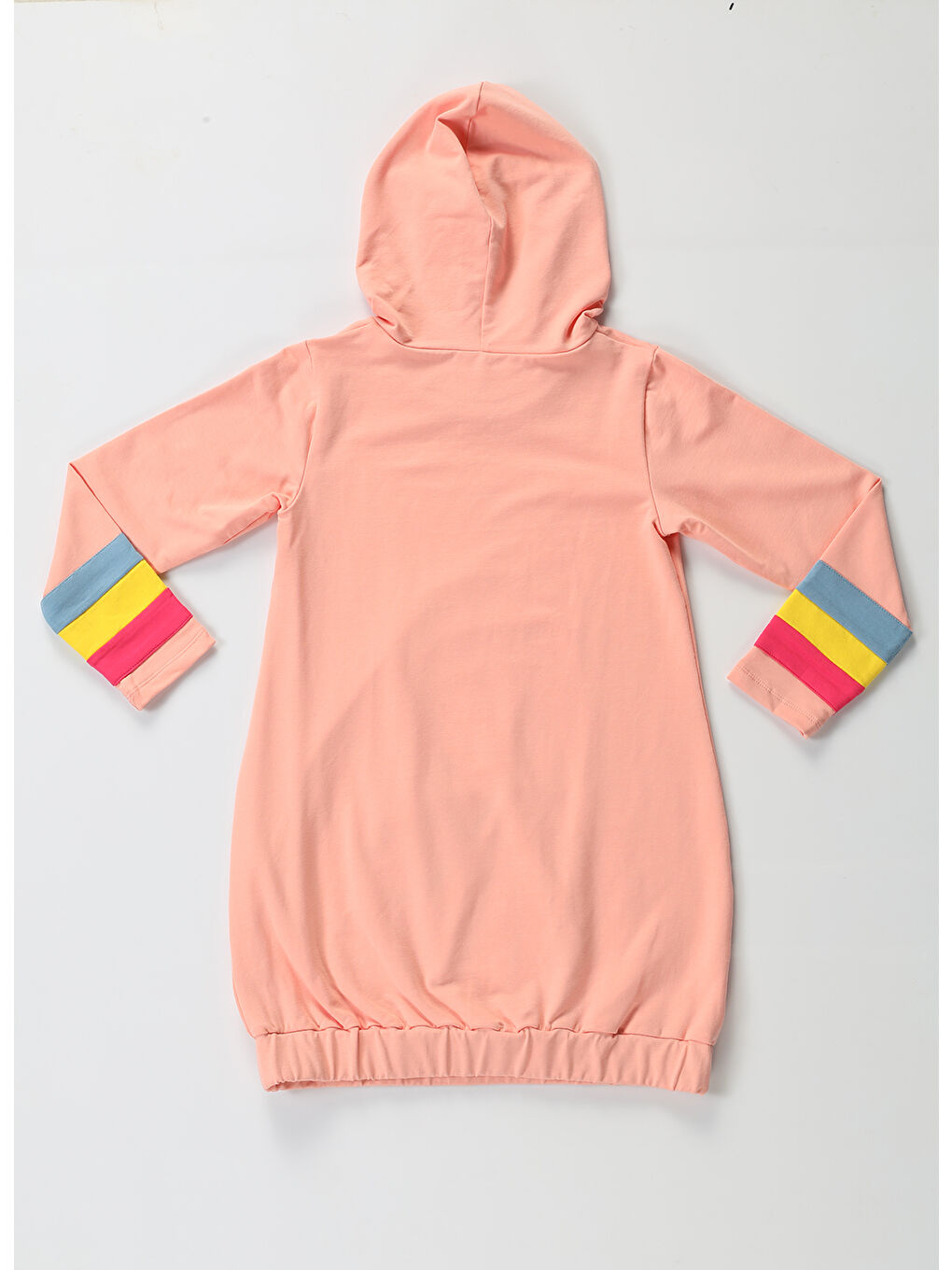 Casabony Pembe Unicorn Kolları Renkli Hoodie Kız Çocuk Elbise - 3