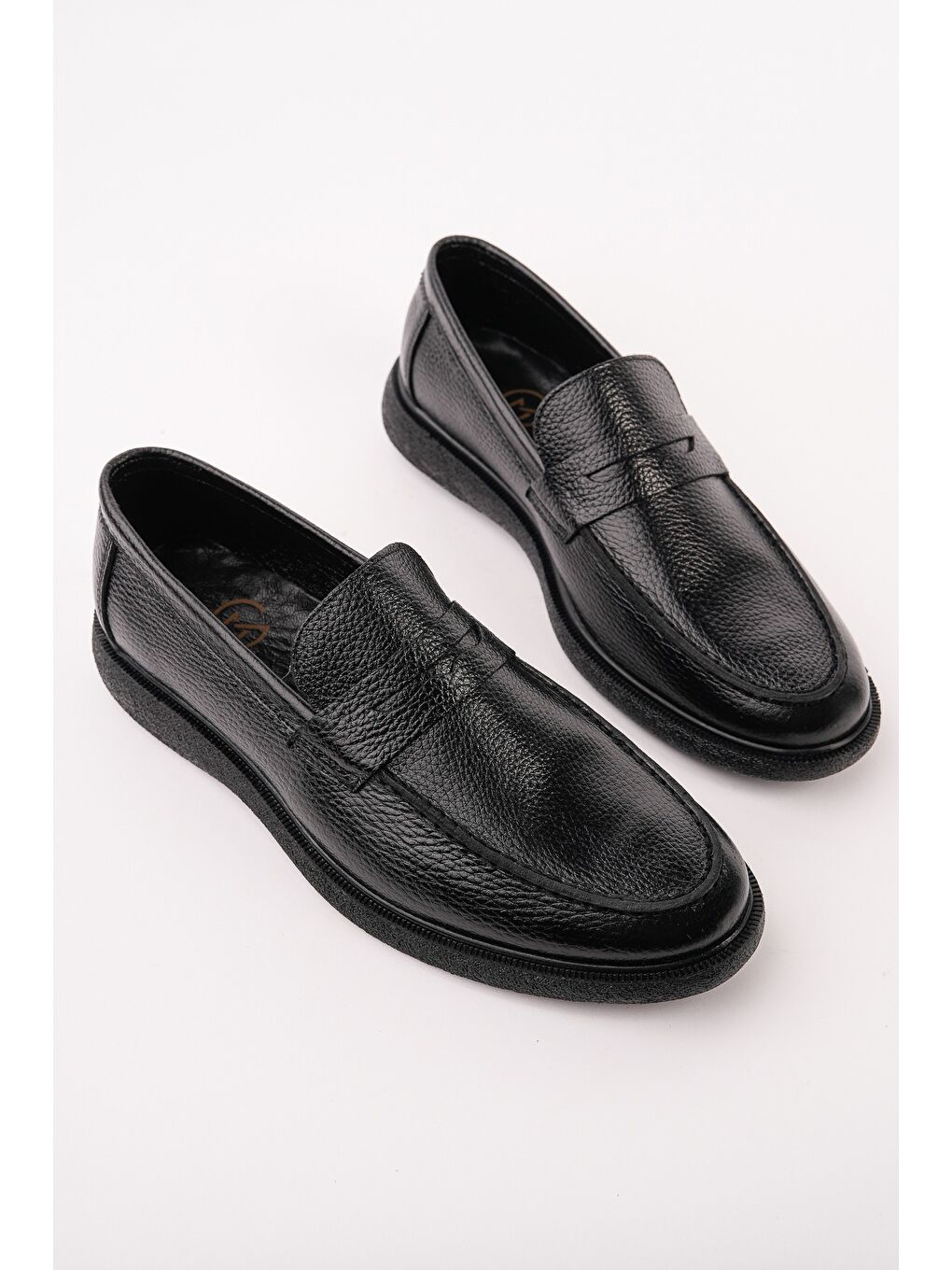 Siyah PEDRO Hakiki Deri Bağcıksız Erkek Günlük Klasik Casual Ayakkabı-1