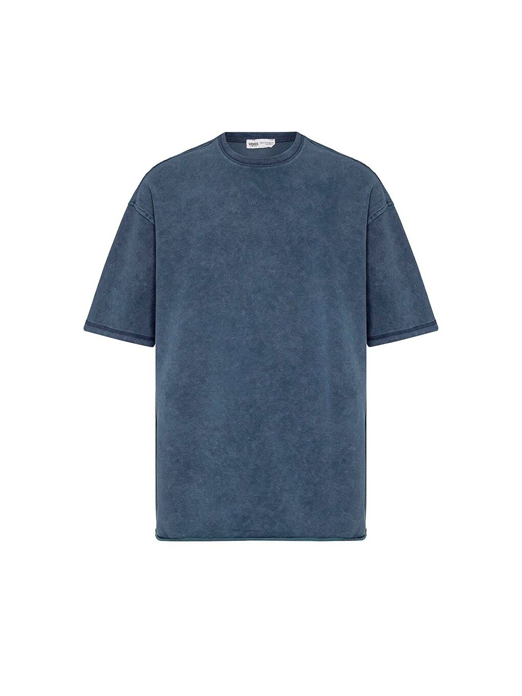 Yıkamalı Basic Oversize Tişört İndigo-1