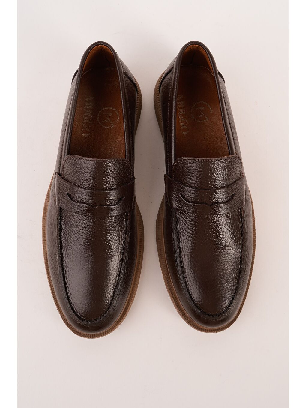 Kahverengi PEDRO Hakiki Deri Bağcıksız Erkek Günlük Klasik Casual Ayakkabı