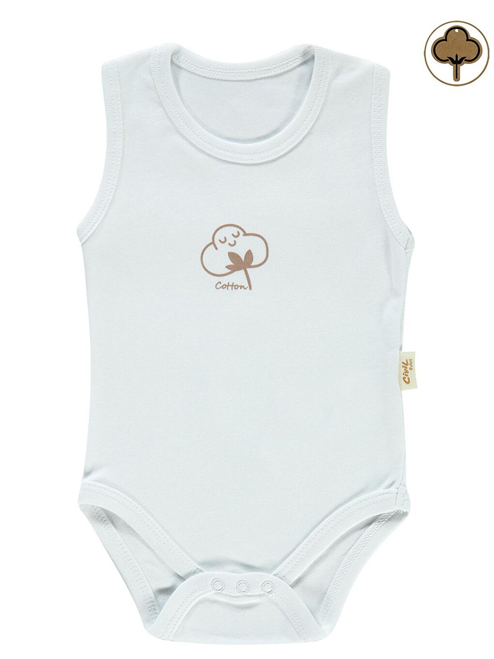 Baby Bebek Organik Çıtçıtlı Badi 0-18 Ay Beyaz