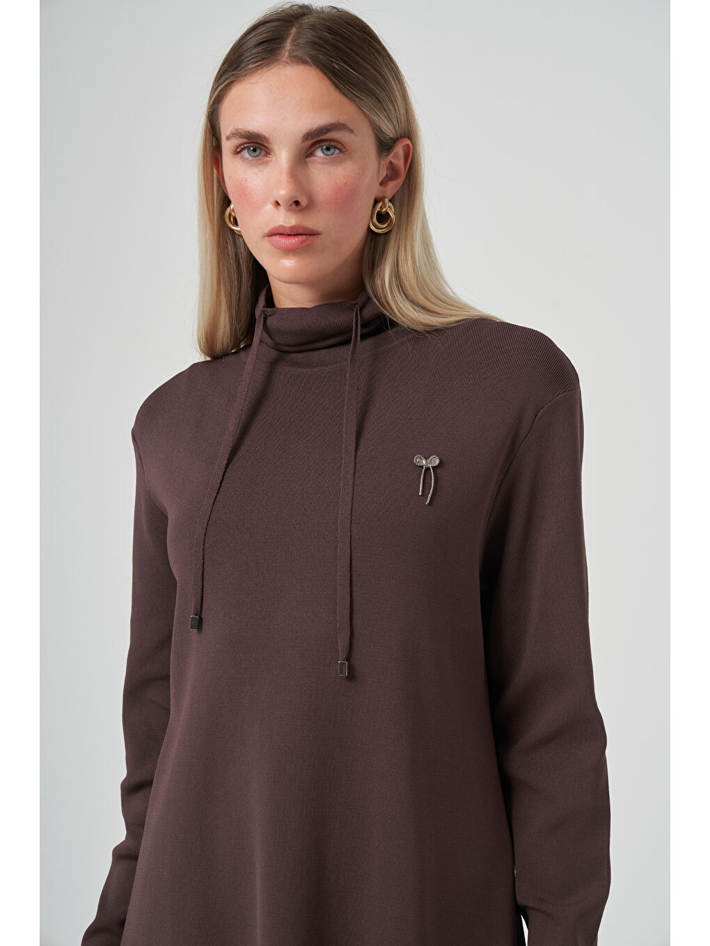 Dik Yaka Sweat Pantolon Triko Takım 1353 Kahverengi-1