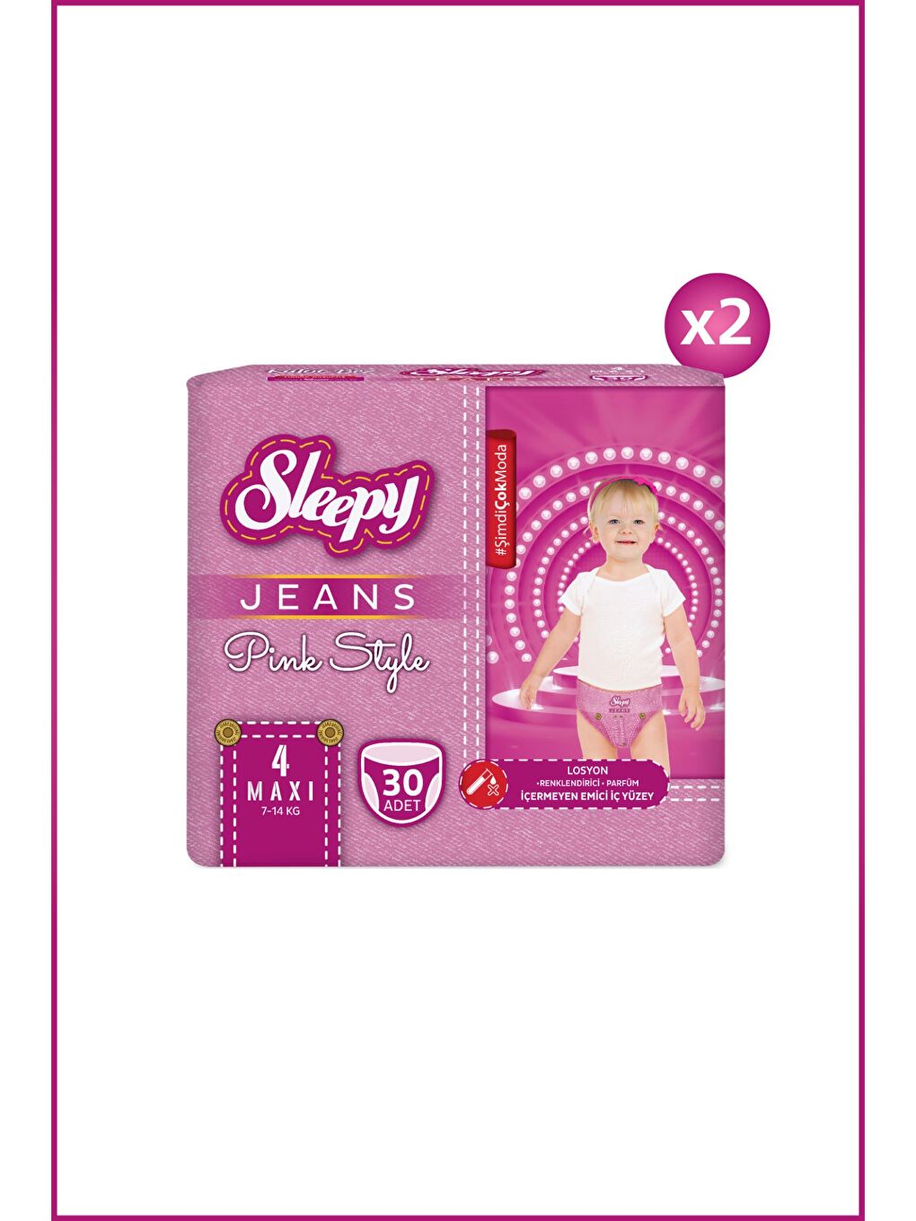 Pink Jeans Külot Bez 4 Numara Maxi 2'li Jumbo 60 Adet-1