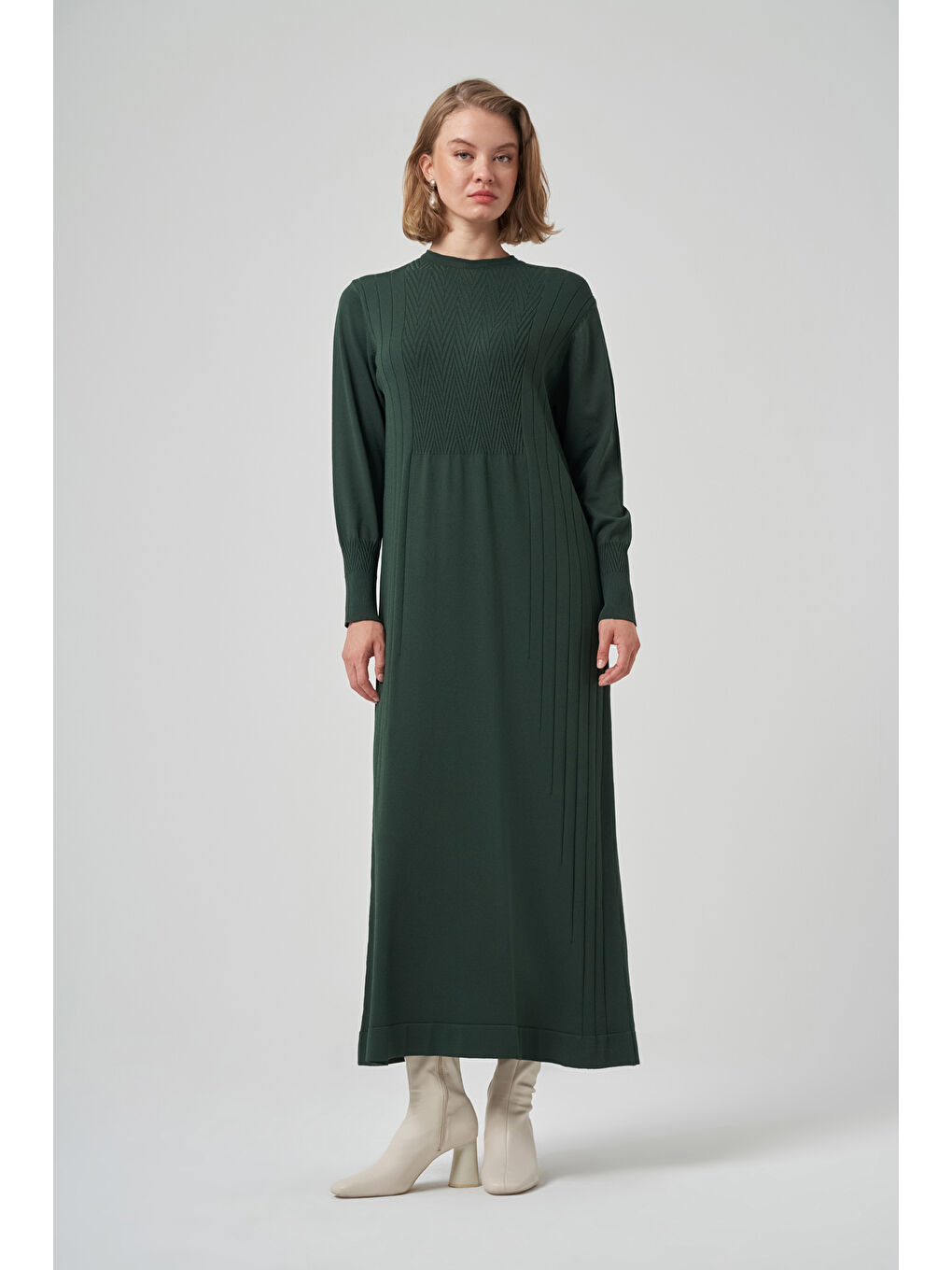 Yeşil Triko Elbise 509 Zümrüt-3