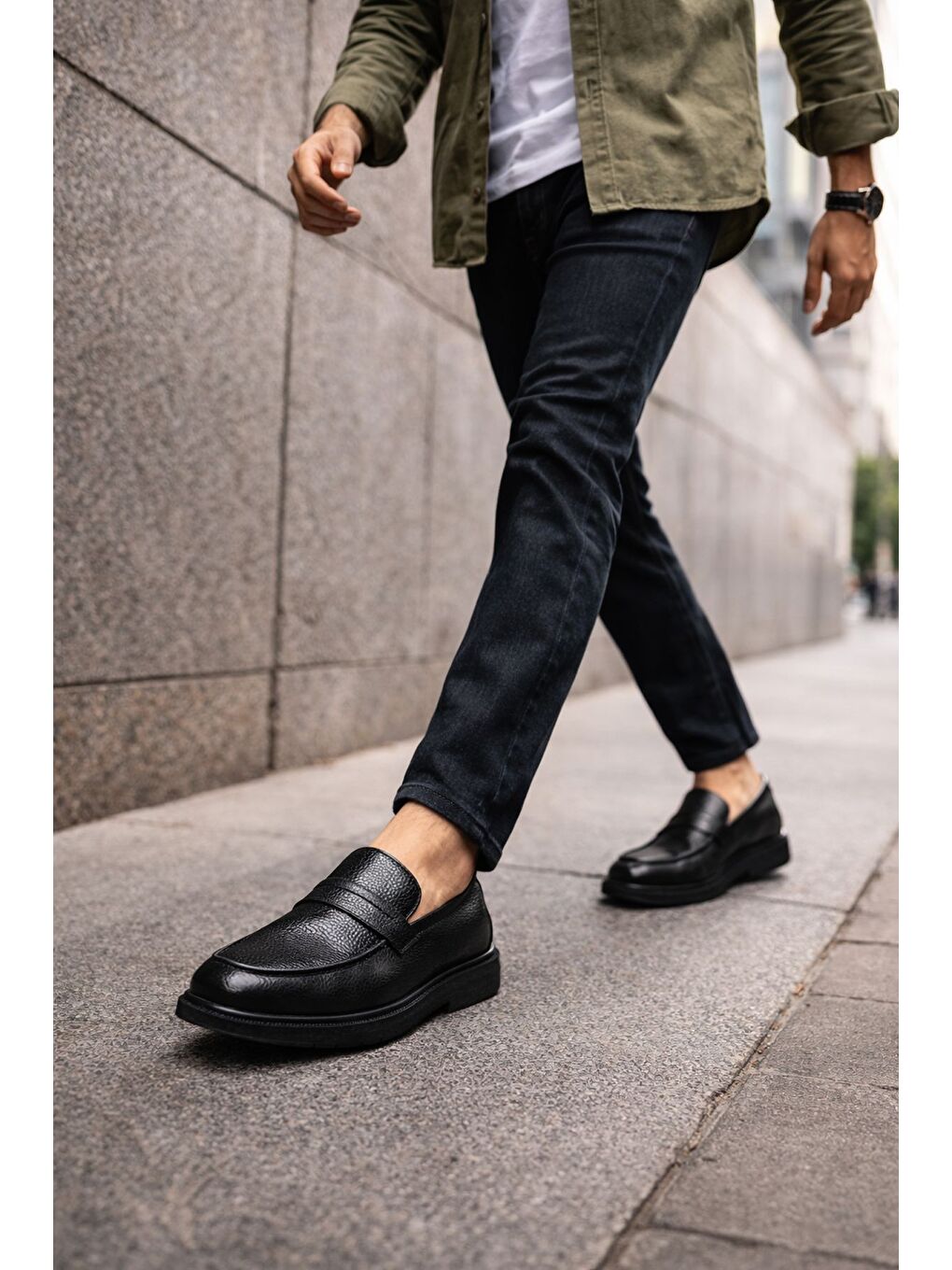 Siyah PEDRO Hakiki Deri Bağcıksız Erkek Günlük Klasik Casual Ayakkabı-8