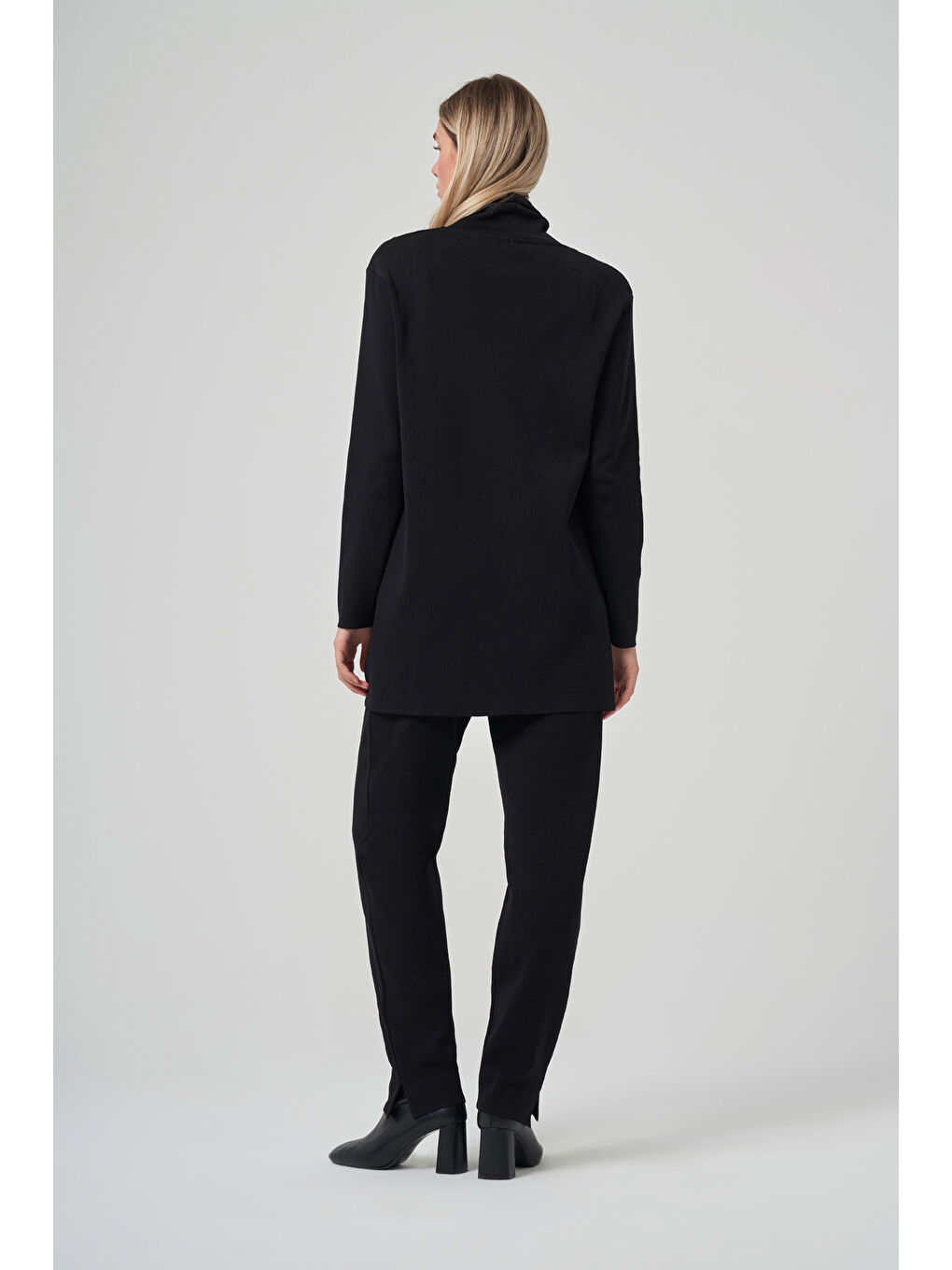 Dik Yaka Sweat Pantolon Triko Takım 1353 Siyah-2