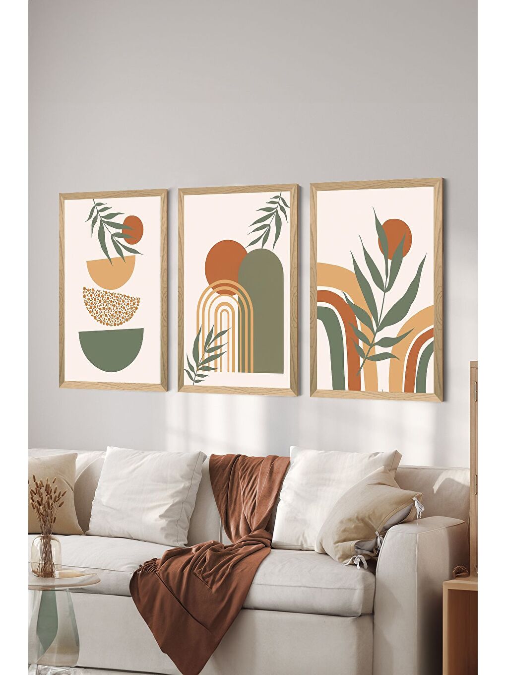 Beyaz 3 Parça Ahşap Çerçeve Görünümlü Mdf Tablo Seti 20x30 cm - ERSYCRVSZ3SET25