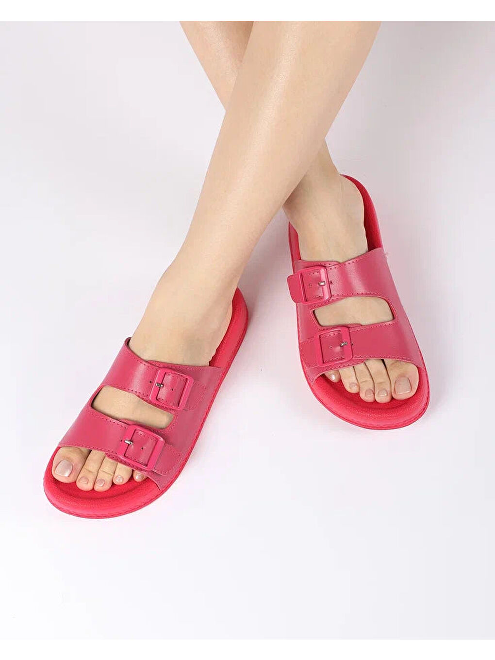 Pembe Kadın Yazlık Çift Tokalı Terlik - CANDY-2