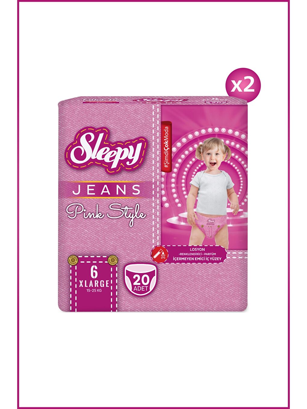 Pink Jeans Külot Bez 6 Numara Xlarge 2'li Jumbo 40 Adet-1