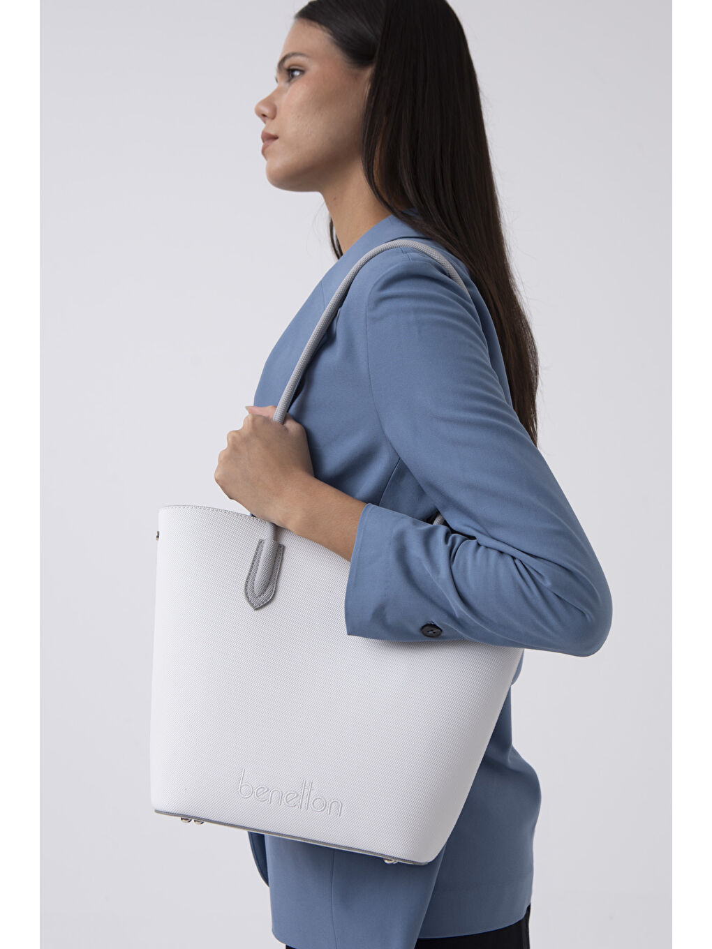 Kadin Kol Çantasi Beyaz-A.gri̇ BNT1609-1