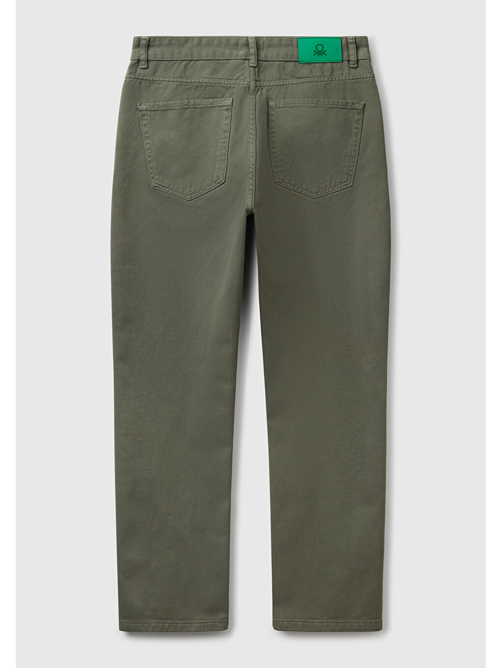 Soluk Yeşil %100 Pamuk Beli Logo Etiketli 5 Cepli Straight Fit Erkek Pantolon-3