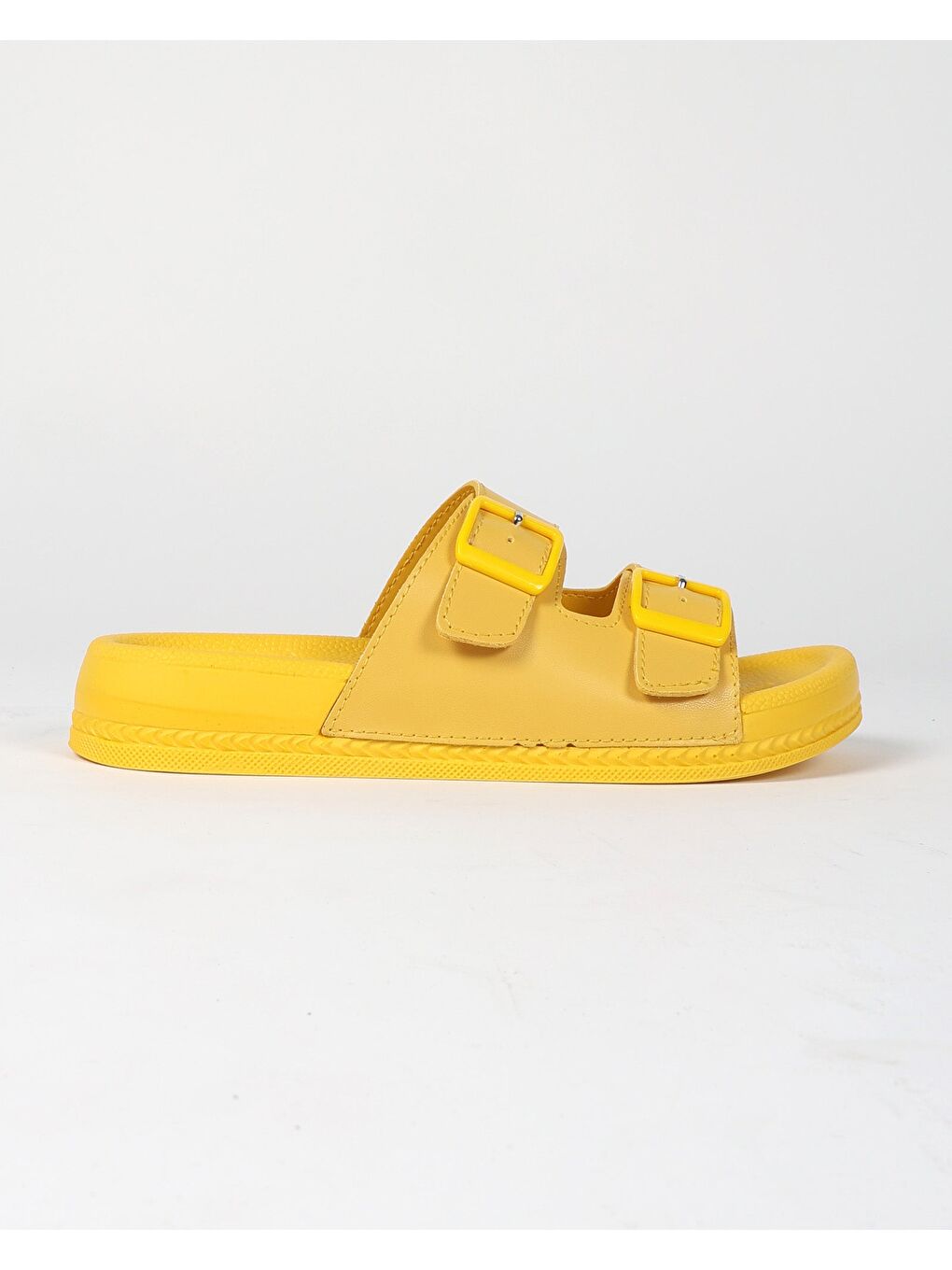Sarı Kadın Yazlık Çift Tokalı Terlik - YELLA-3