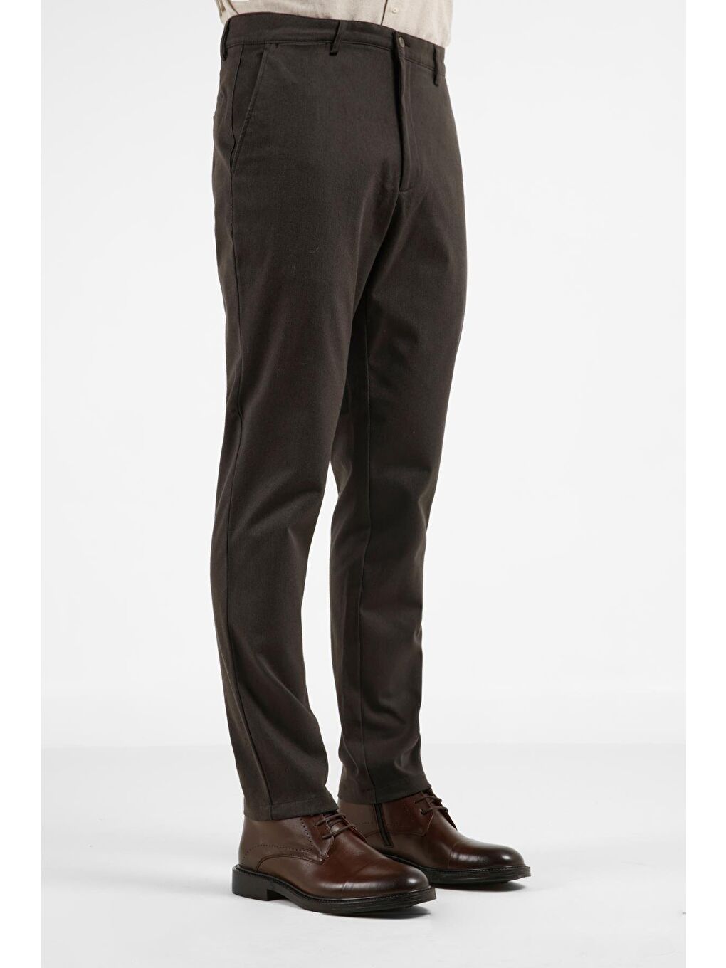 Antrasit Yan Cep Düz Paça Pamuklu Comfort Fit Chino Casual Pantolon 1003255159-2