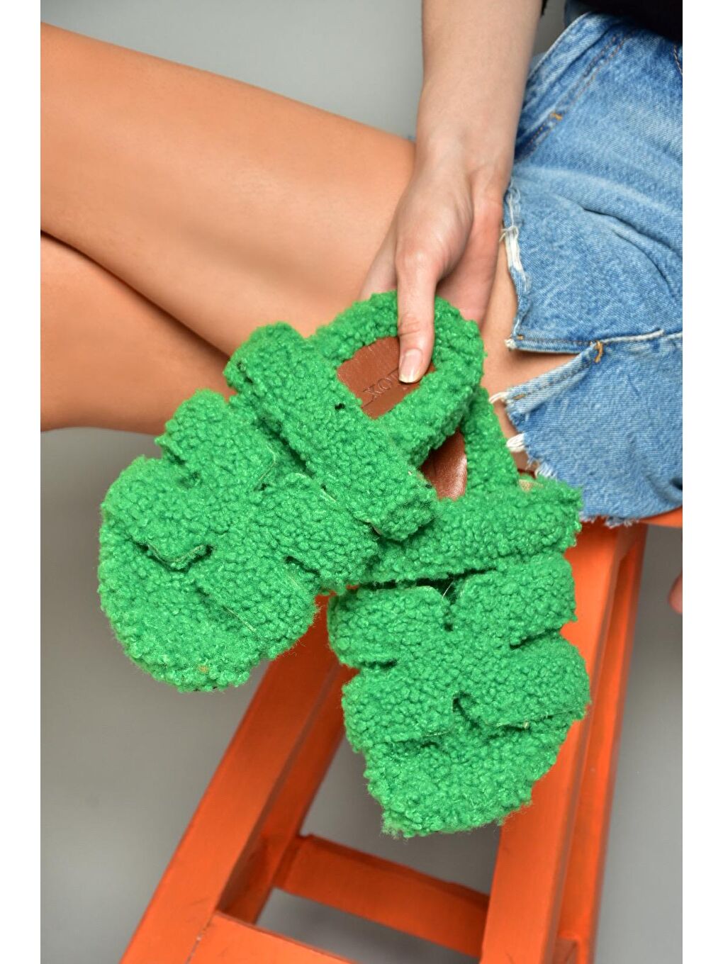 R8245272 Yeşil Kadın Terlik-3