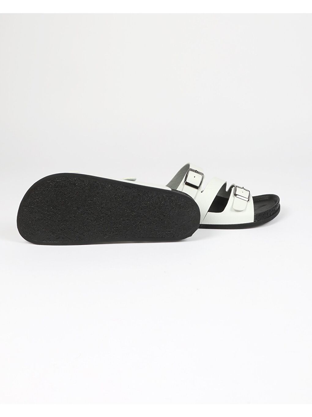 Beyaz Kadın Yazlık Çift Tokalı Çapraz Bantlı Terlik - MARUVA-4