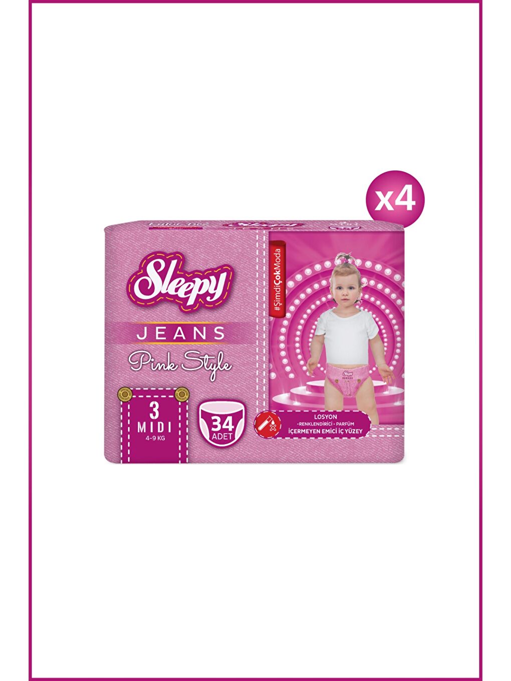 Pink Jeans Külot Bez 3 Numara Midi 4’lü Jumbo 136 Adet-1