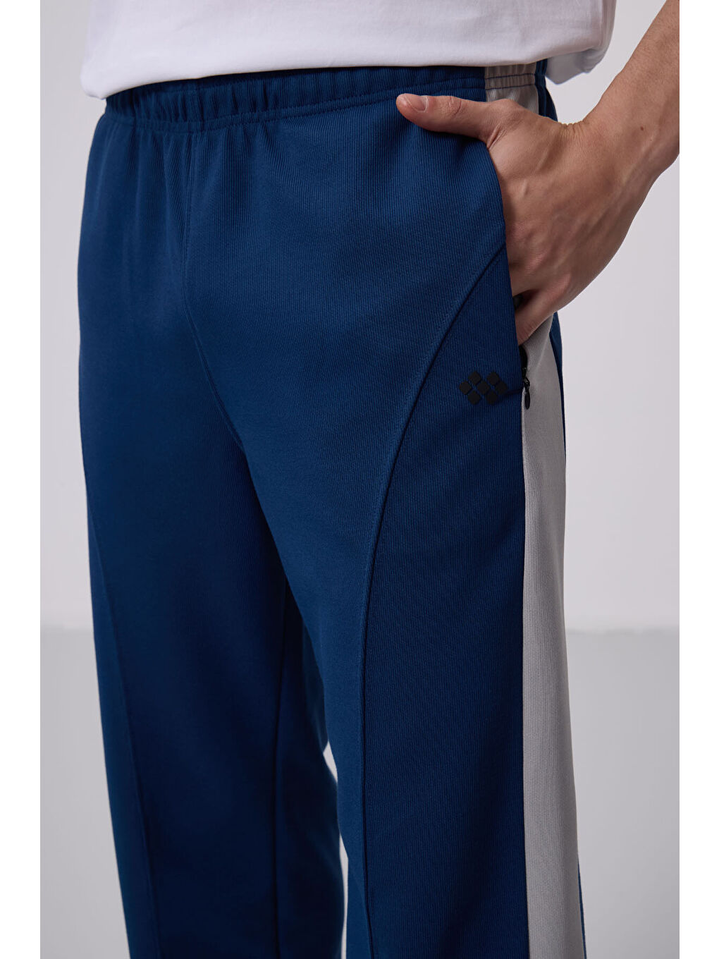 Mavi Parlament Yüzeyi Dokulu Standart Fit Palazzo  Erkek Pantolon - 82171-1