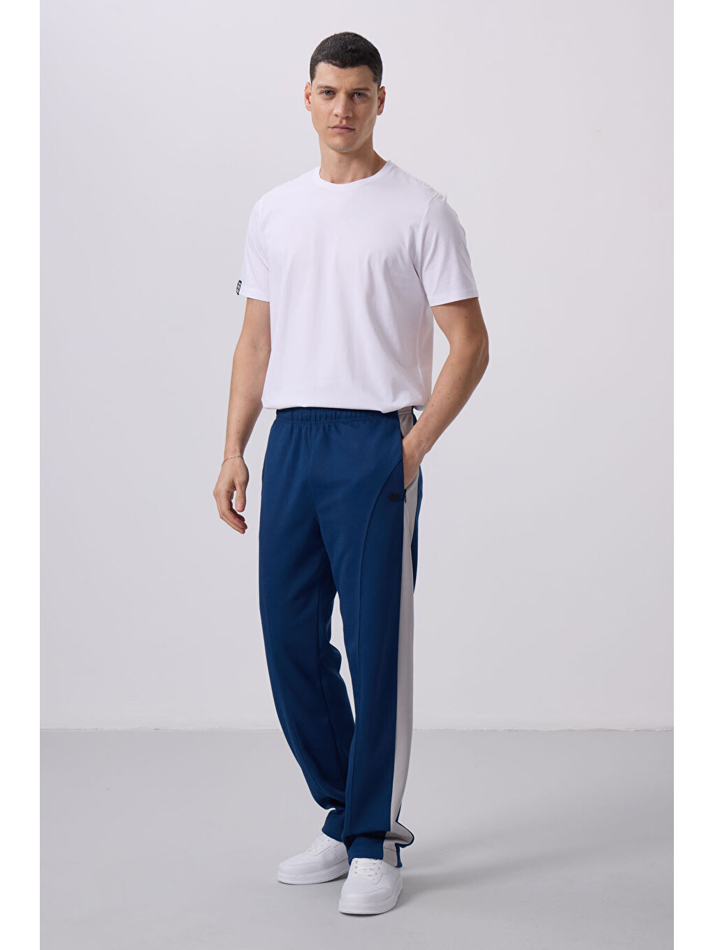 Mavi Parlament Yüzeyi Dokulu Standart Fit Palazzo  Erkek Pantolon - 82171-2