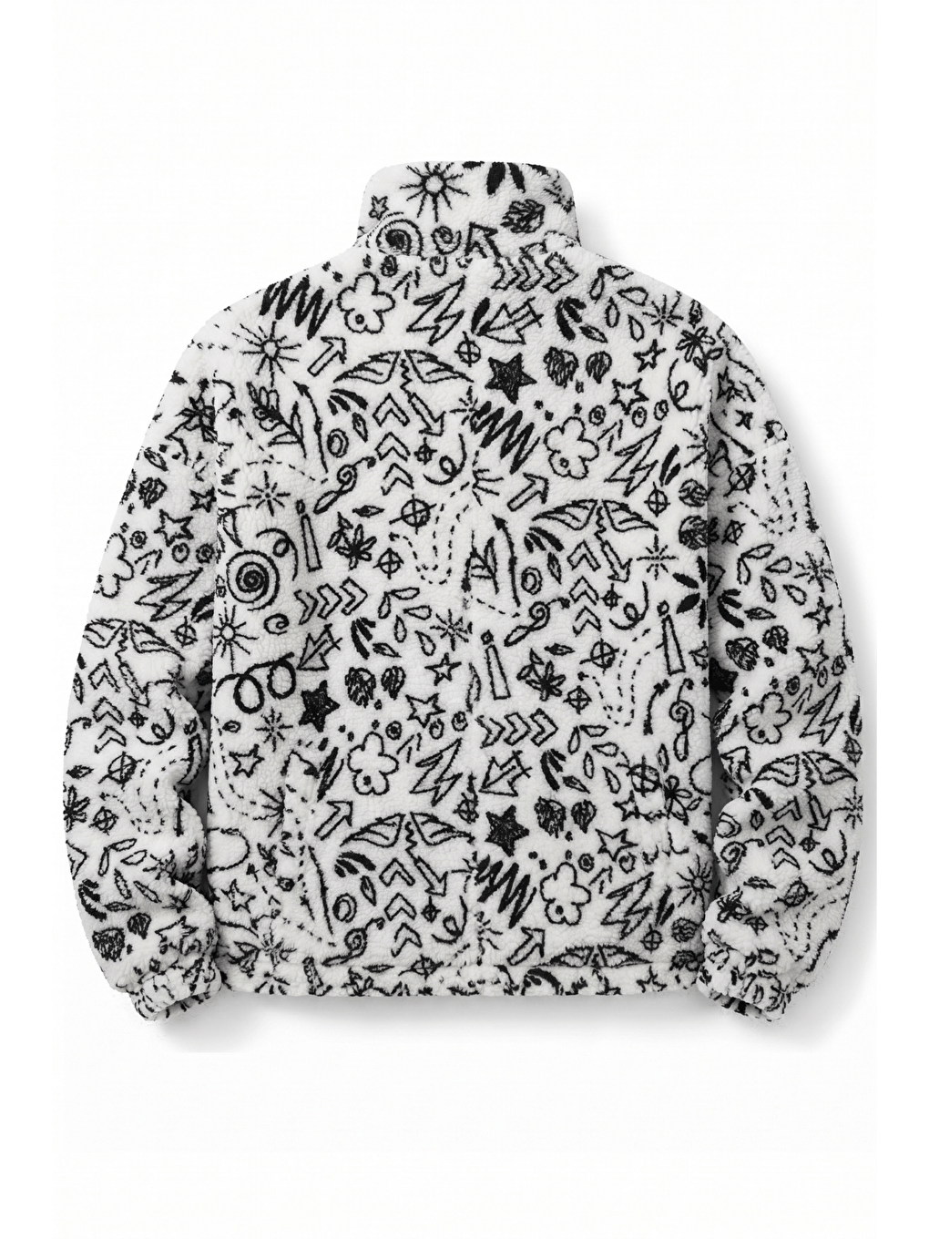 Beyaz Oversize Pelüş Erkek İçi Polarlı Tam Fermuarlı Sherpa Sonbahar Kış Kadın Polar Sweatshirt Oversıze-p-1